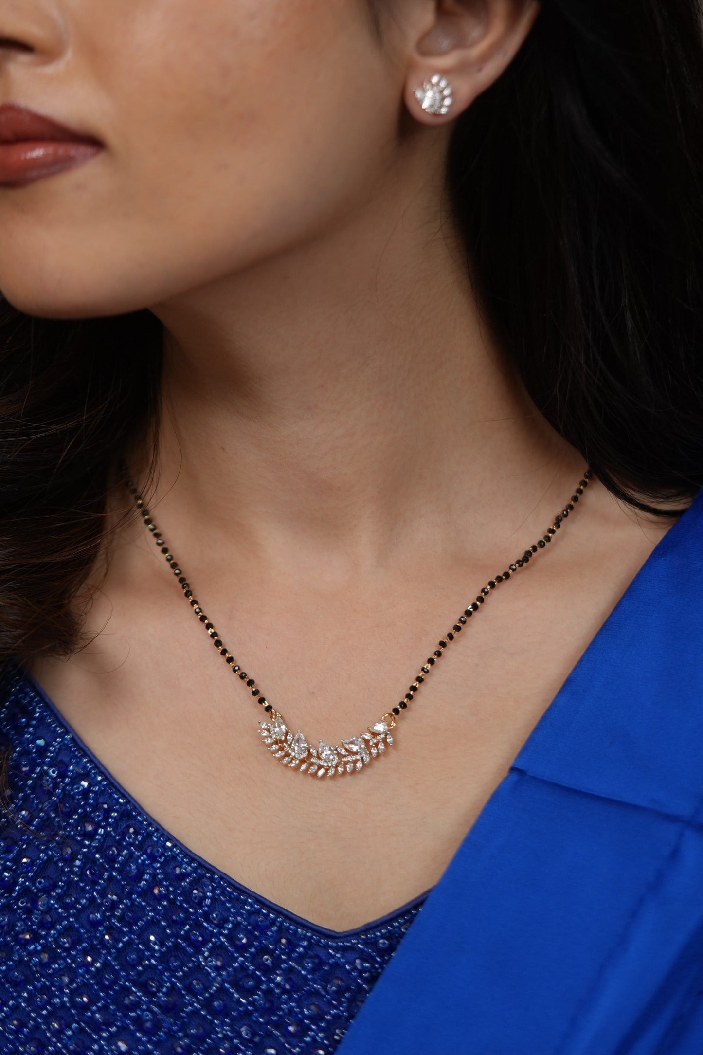 Promise of Us Single Line Mangalsutra with Diamond Studs | Daily Wear
