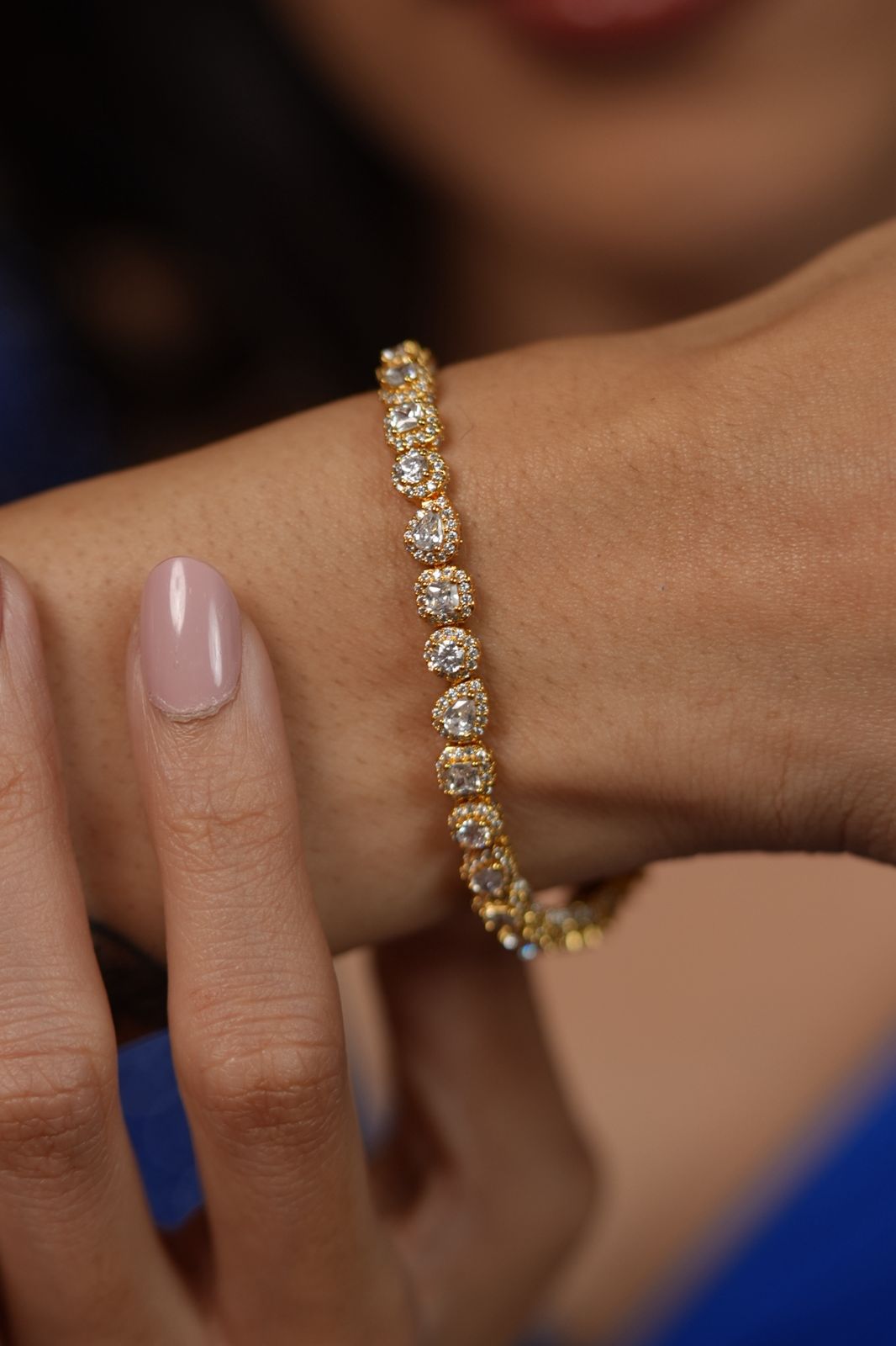 Foal Diamond Multi- SolitaireTennis Bracelet With Halo | Daily Wear