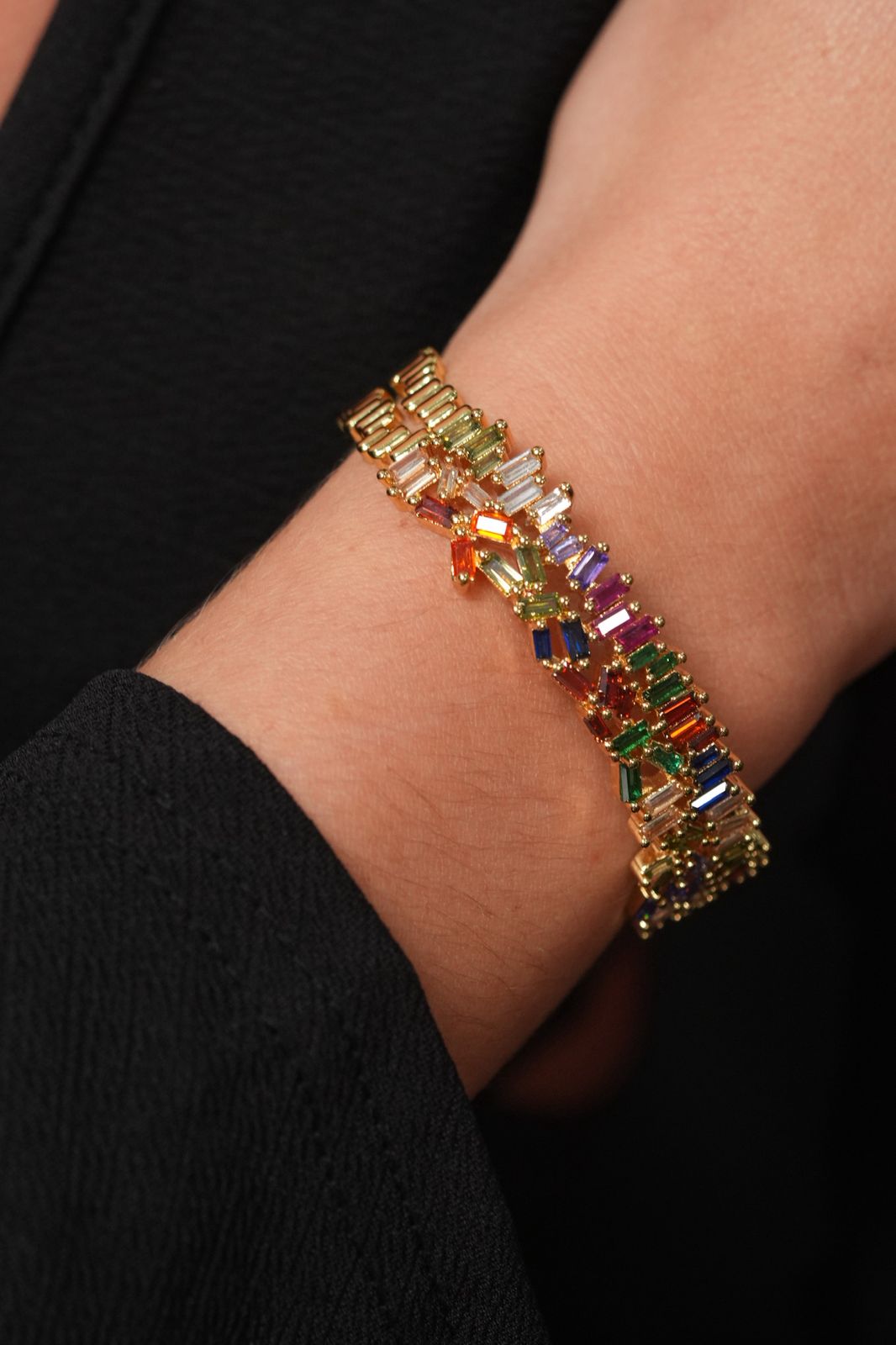 Rainbow Dust MultiGemstone Diamond Bracelet | Flexible