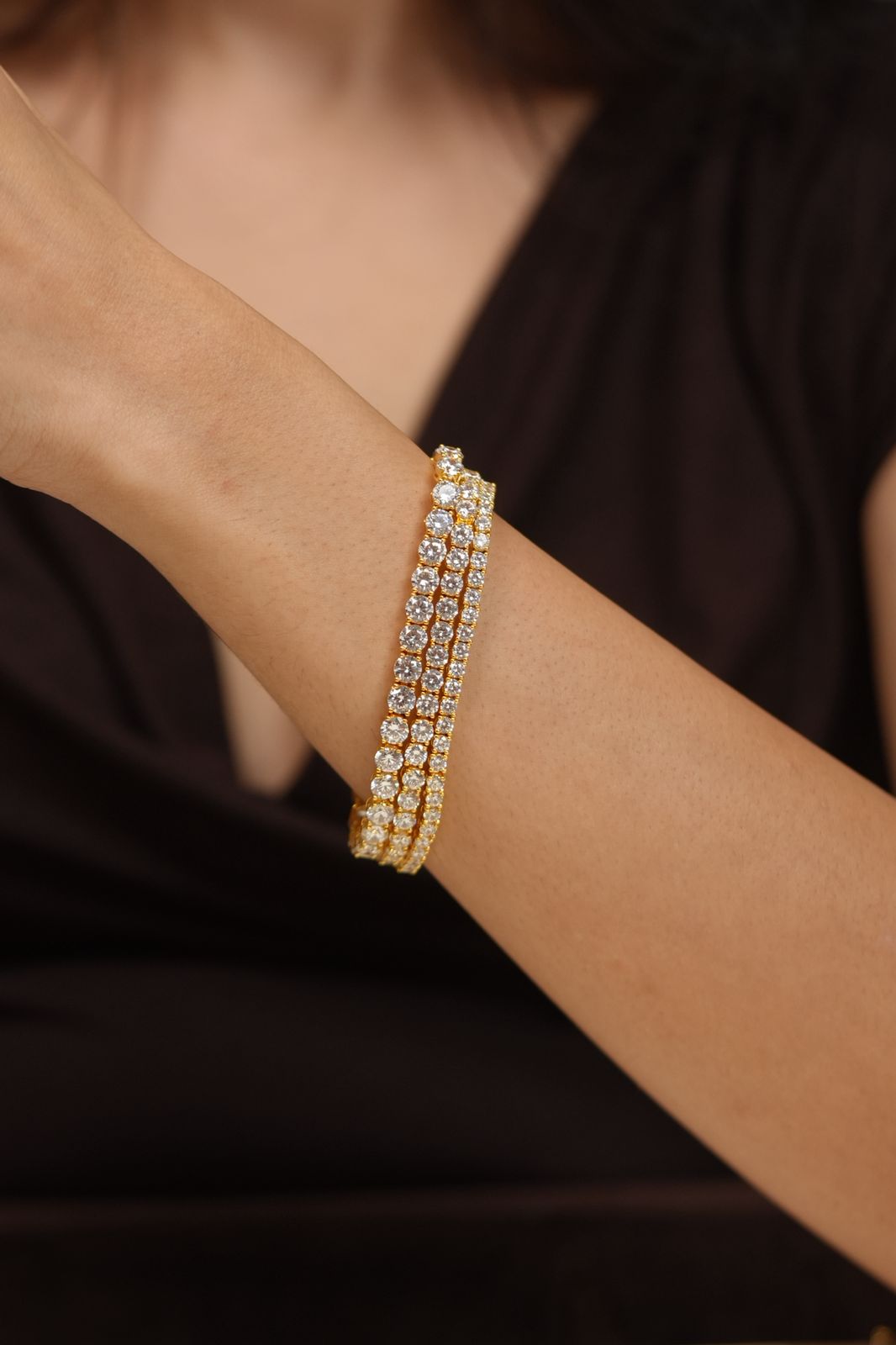 Ekra 3 Row Diamond Tennis Bracelet | Attached | 10-20-30 cent