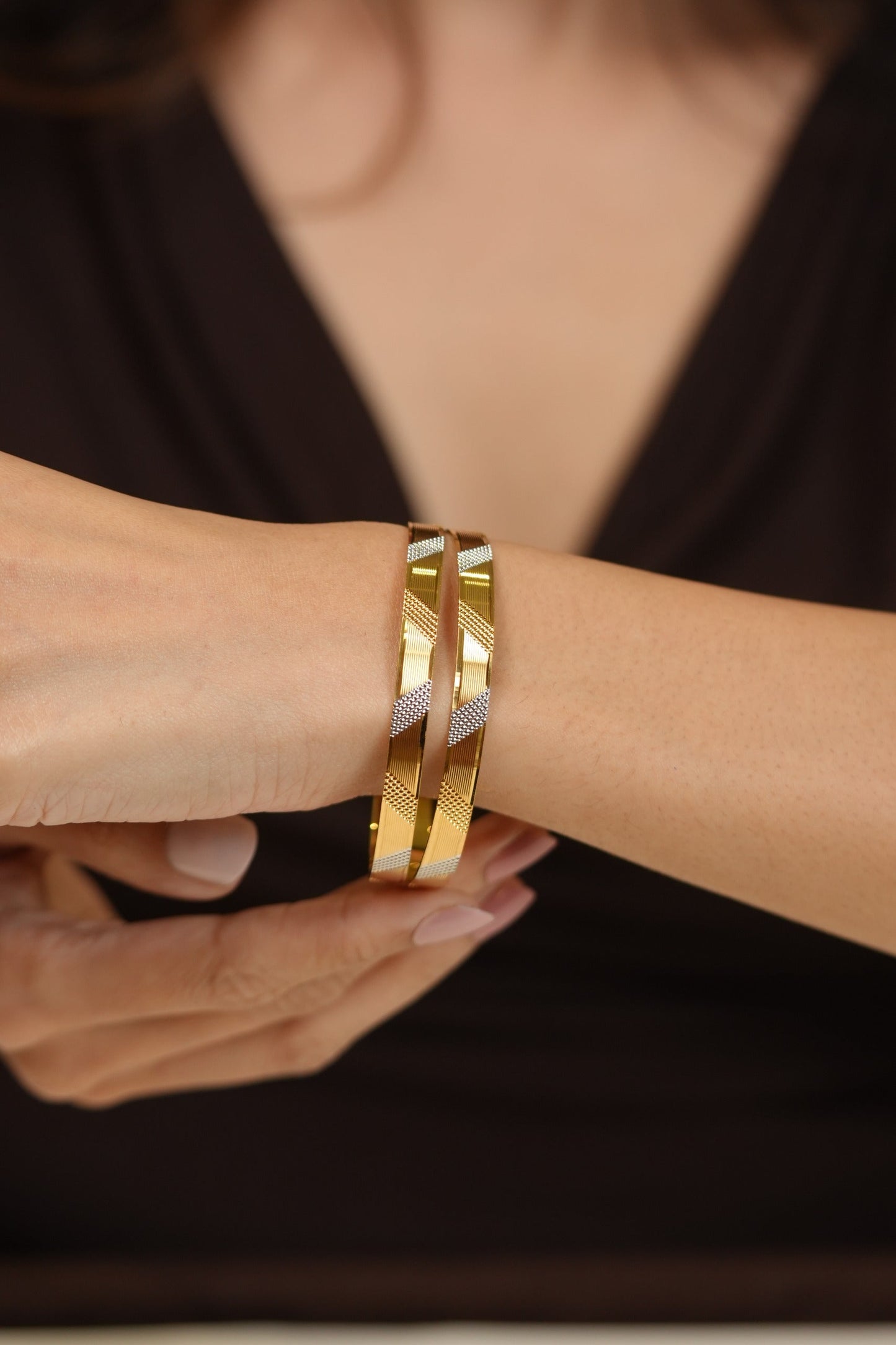 Marinita Dual Polish Silver & Gold | CNC Bangles