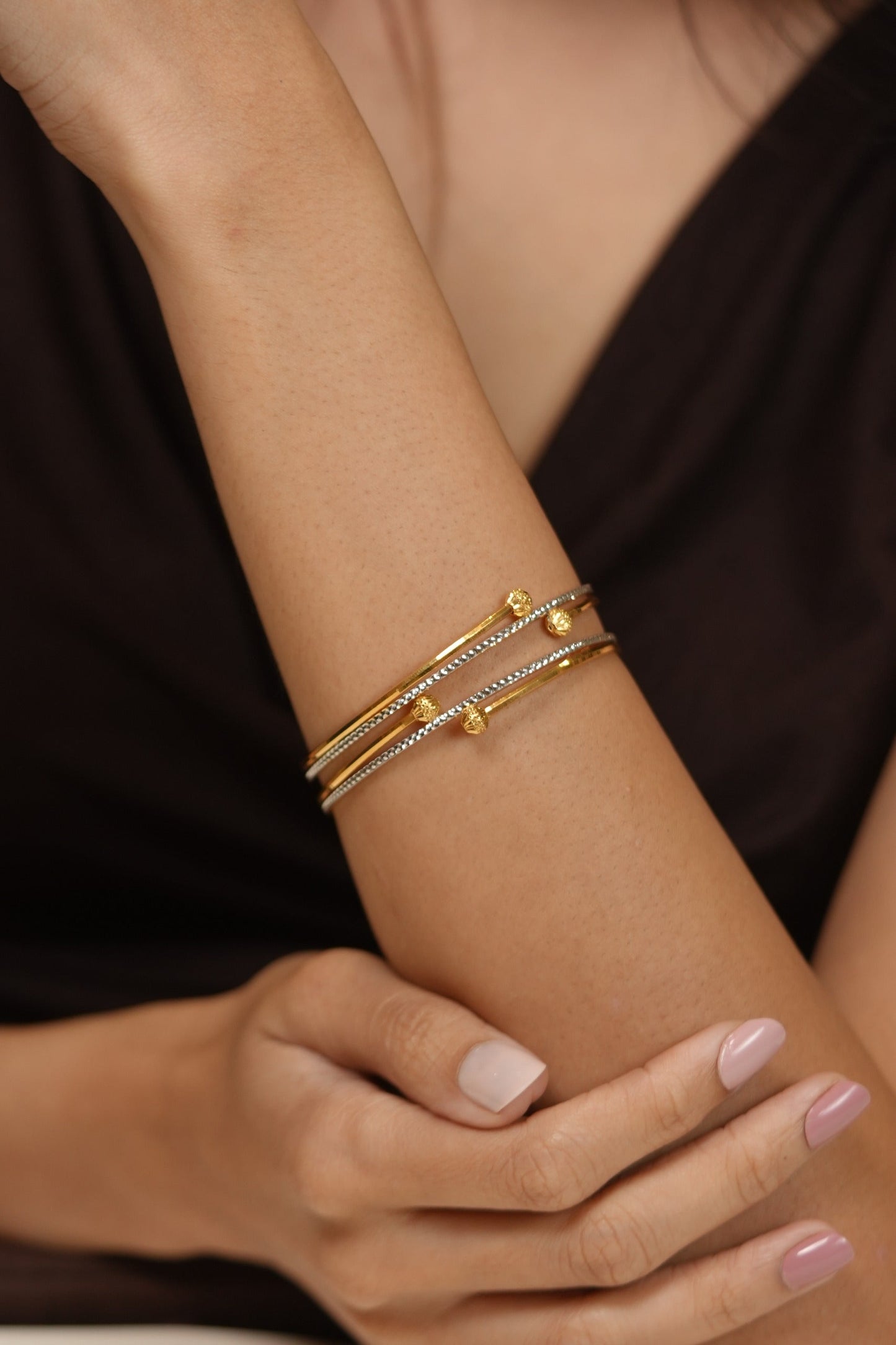 Sonita Designer CNC Gold Plated Bangle Set