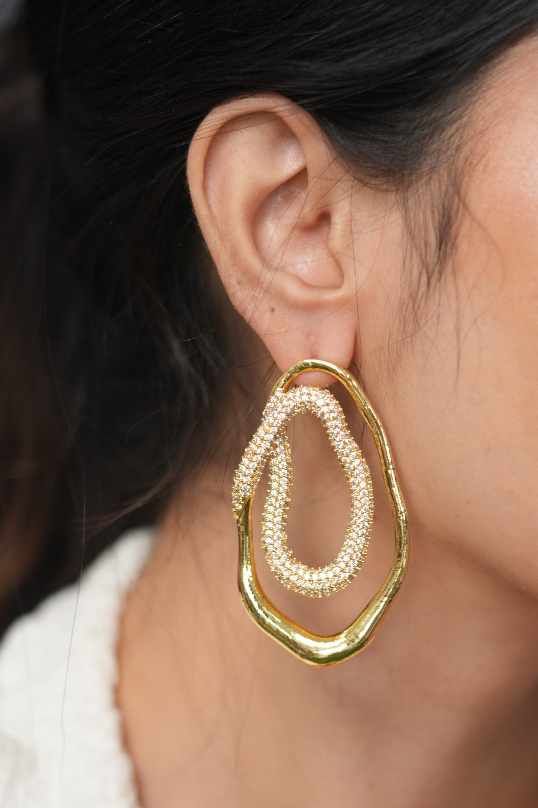 Malibu Melt Gold Rhinestone Party Wear Western Earrings