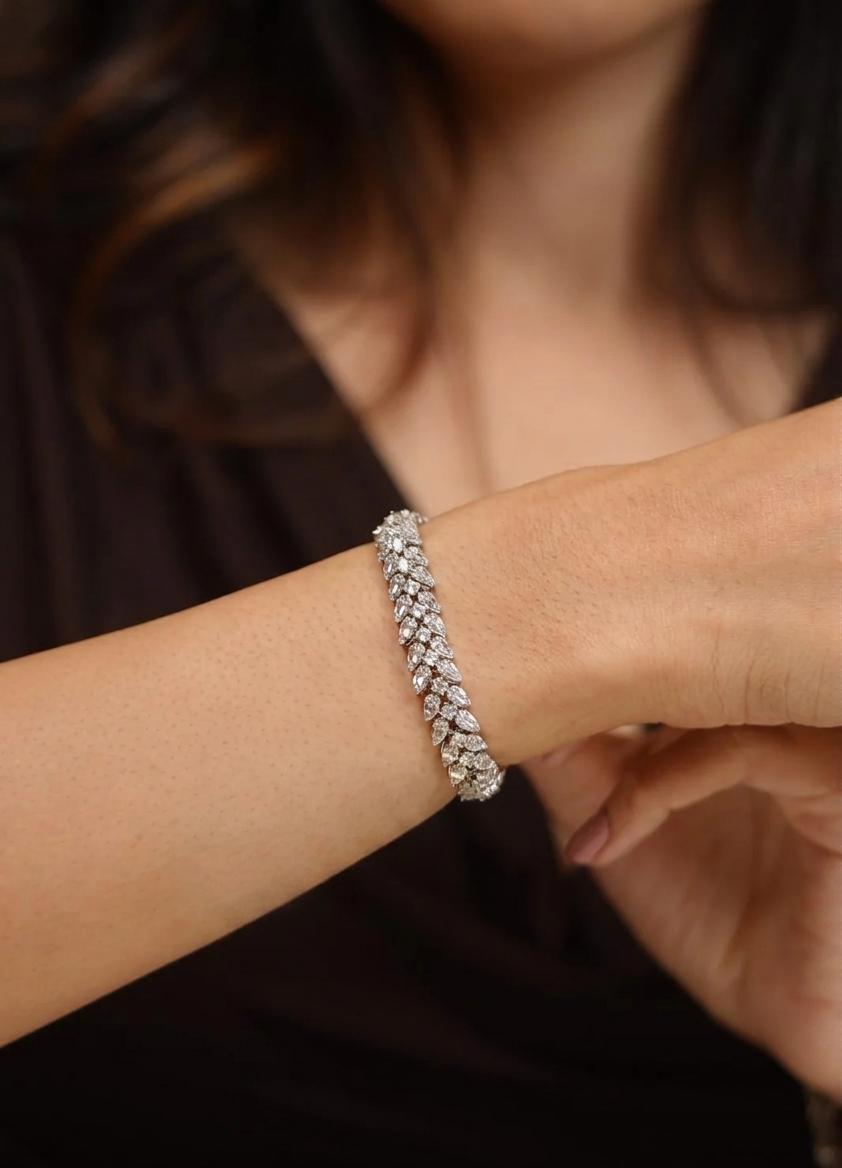 Frida Diamond Baguettes Leaf Tennis Bracelet | Daily Wear