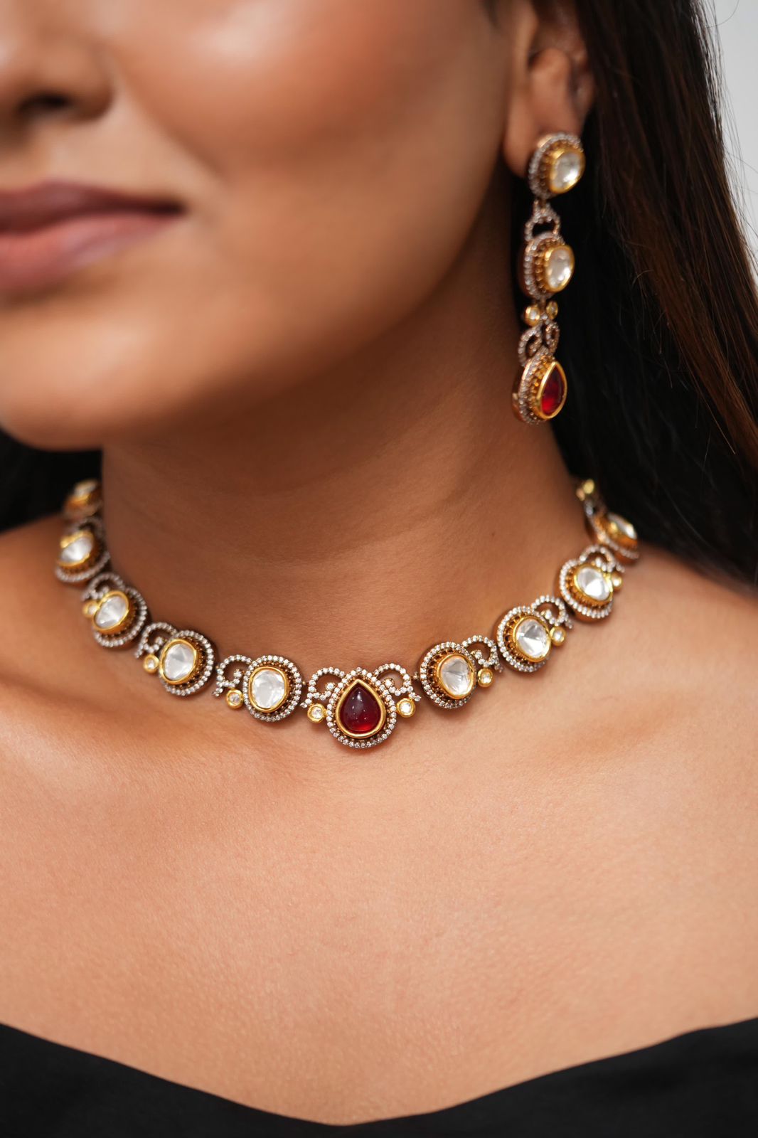 Aachal Sasha Victorian Polki Choker Set