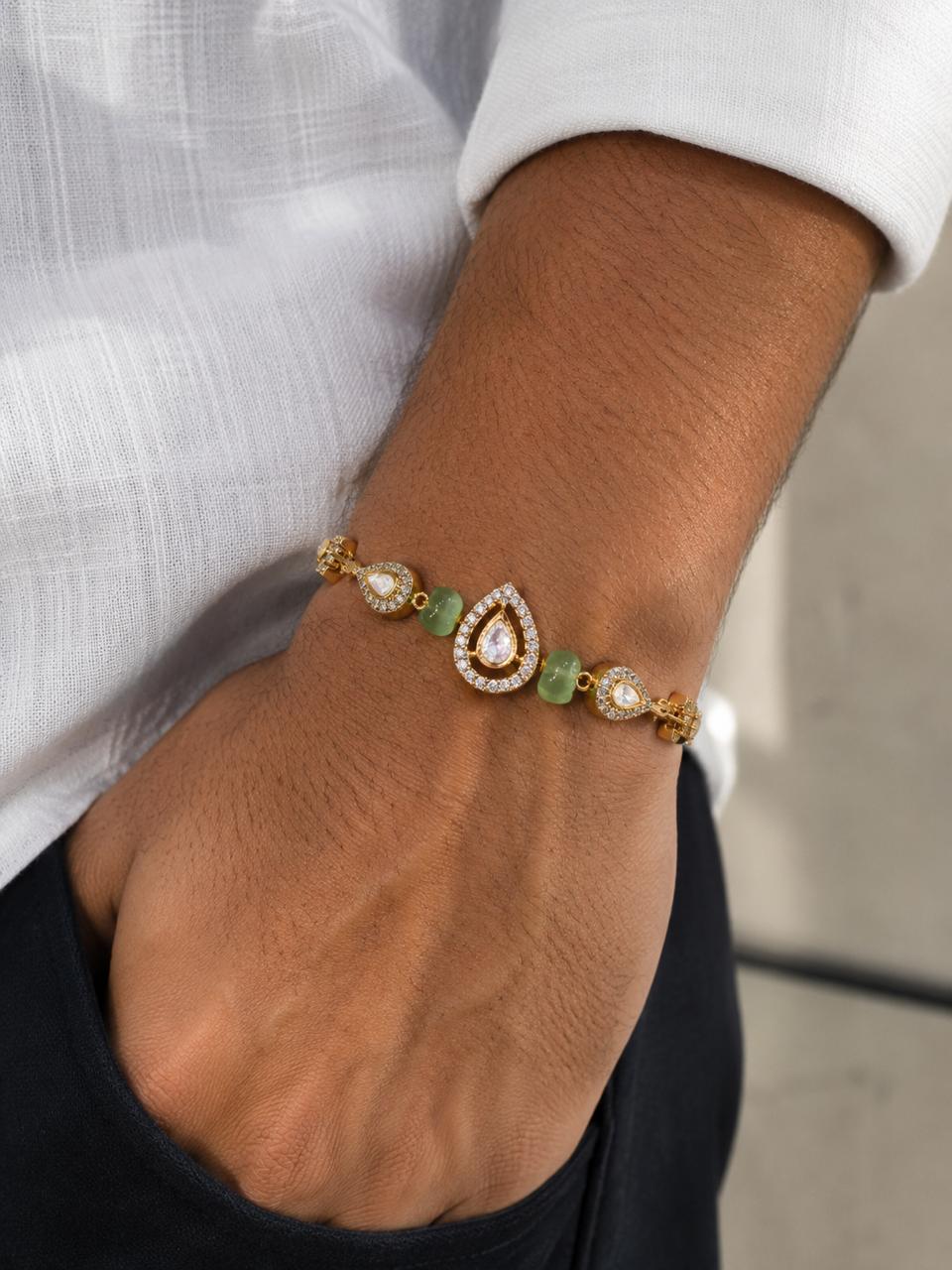 Anant Bandhan Uncut Diamond Polki Bracelet Rakhi| Bhaiya Rakhi