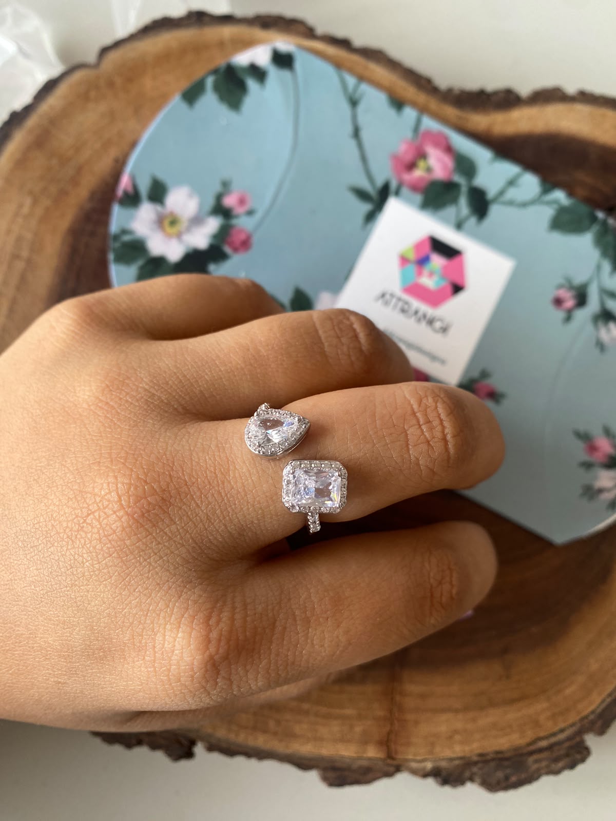 Toi Et Moi Two Solitaire Diamond Ring | Emerald & Pear