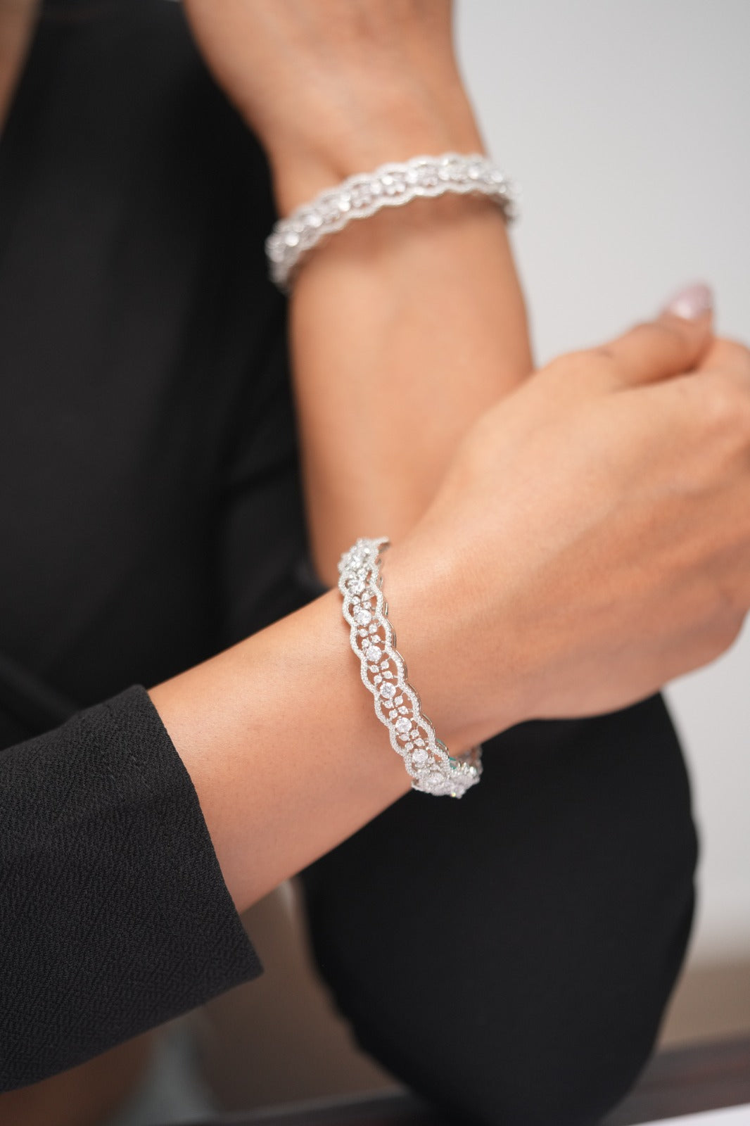 Vaishnav Diamond Thick Bangle Set | Openable