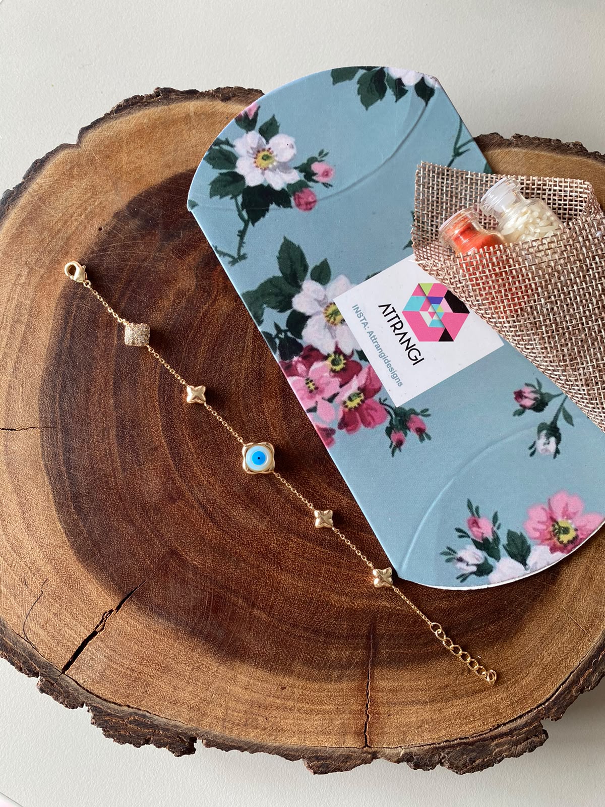 Evil Eye Gold Daily Wear Bracelet | Unisex| Rakhi