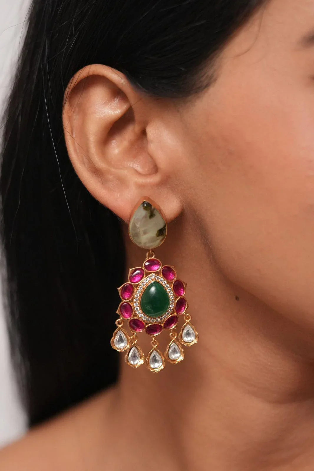 Mansi Ruby And Emerald Indian Earrings