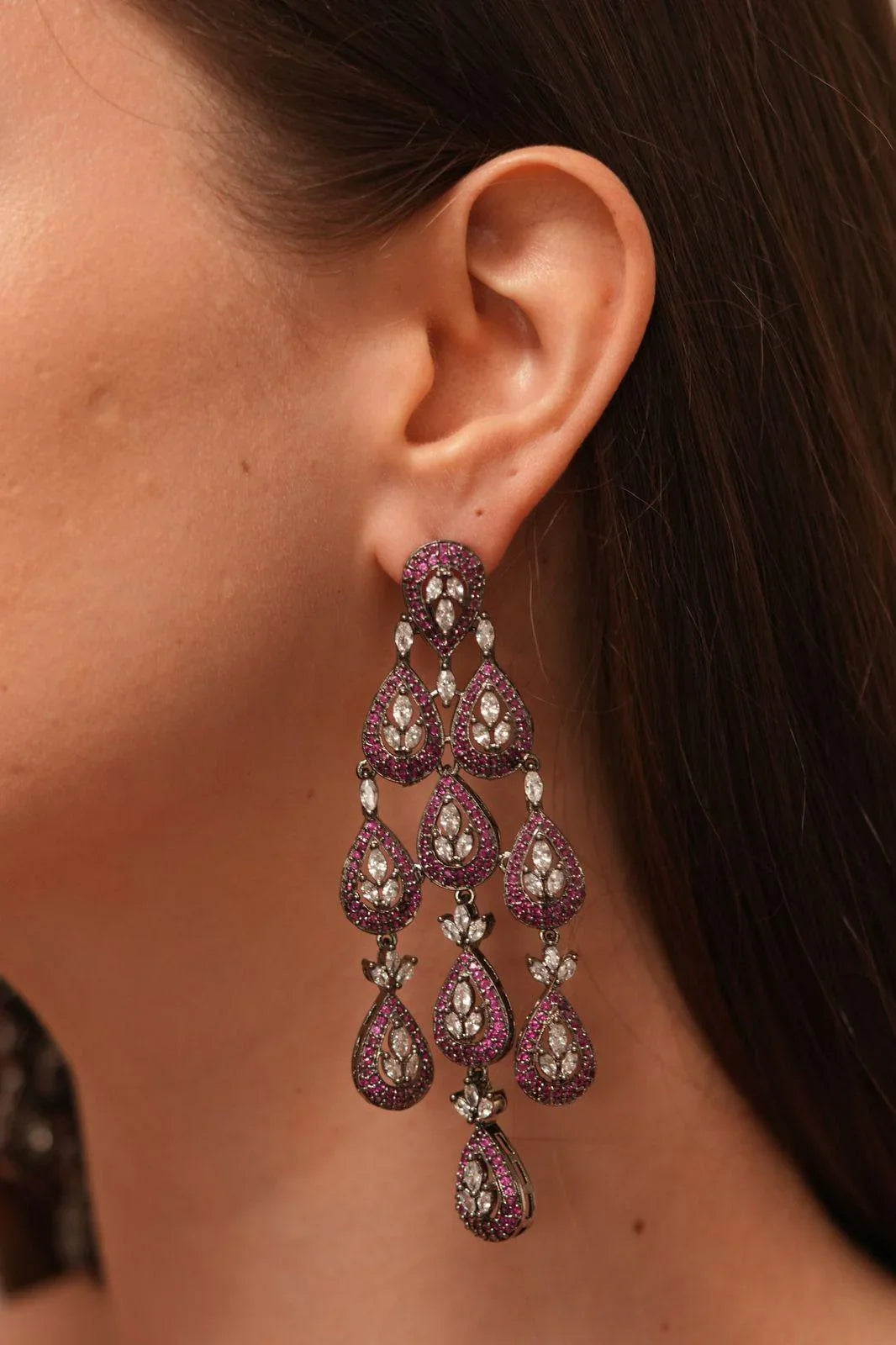 Tira Dramatic Oversized Diamond Dangler Earrings