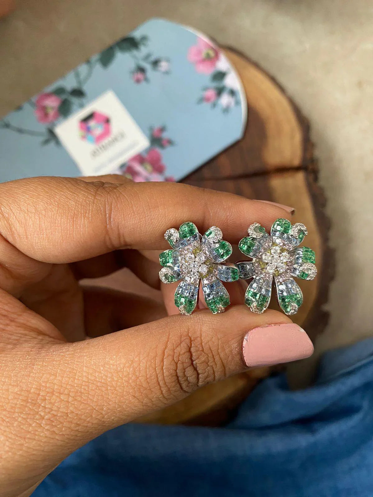 Diana Floral Overlay Diamond Studs | Invisible Setting
