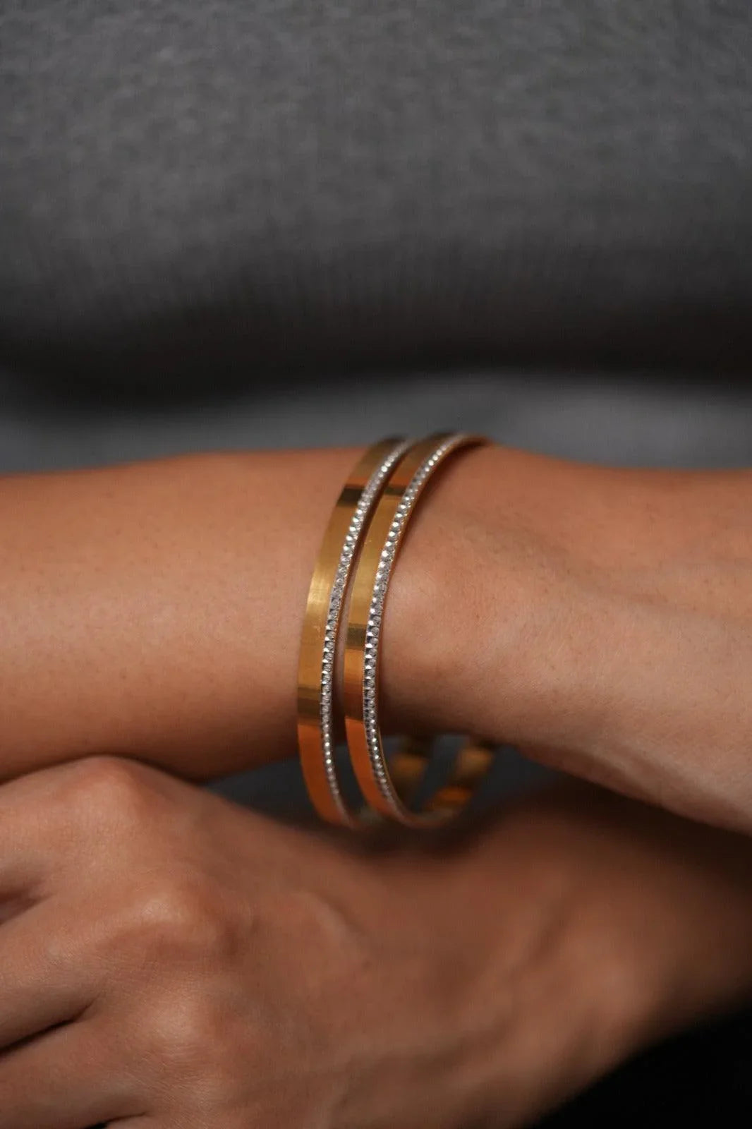 Seeta Diamond Rim | CNC Gold Plated Bangle Set