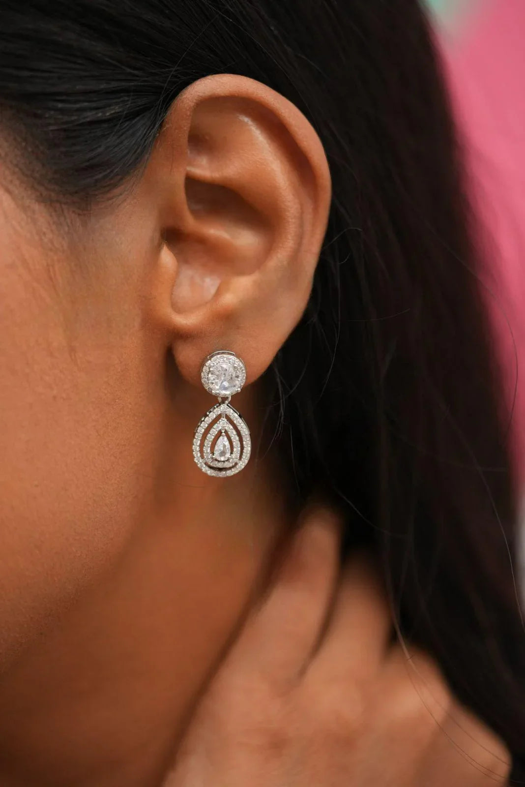 Diamond Round Pear Solitaire Drop Earrings | Daily Wear