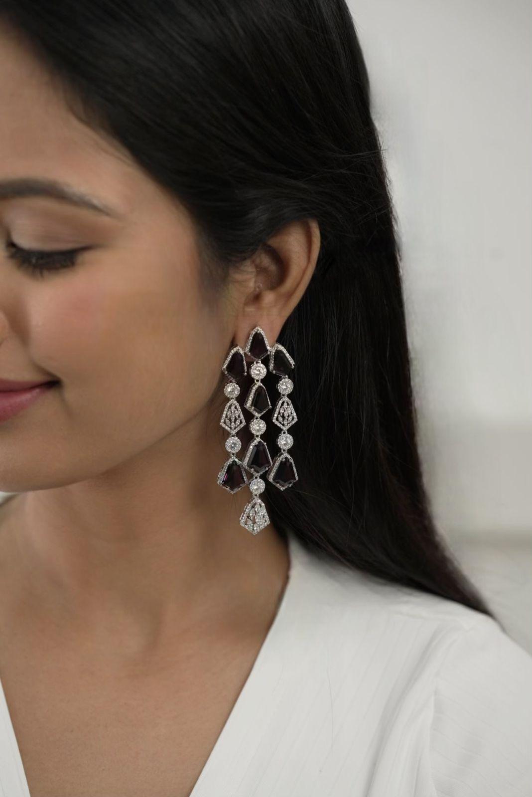 Debby Oversized Coloured Diamond Dangler Earrings