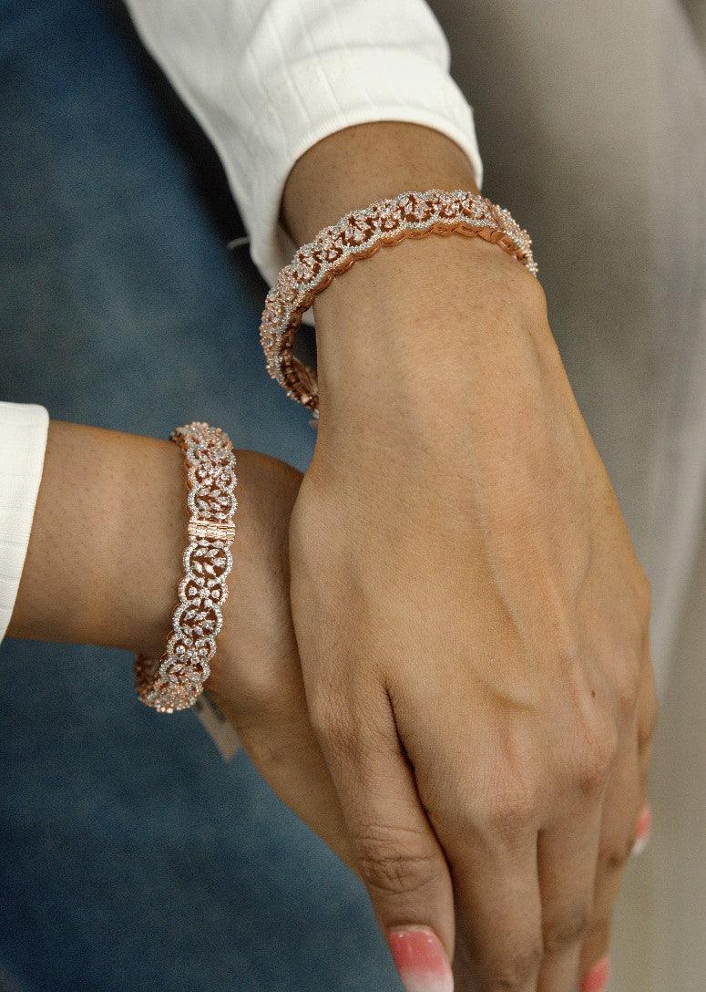 Inaaya Openable Diamond Bangles (ROSE GOLD)