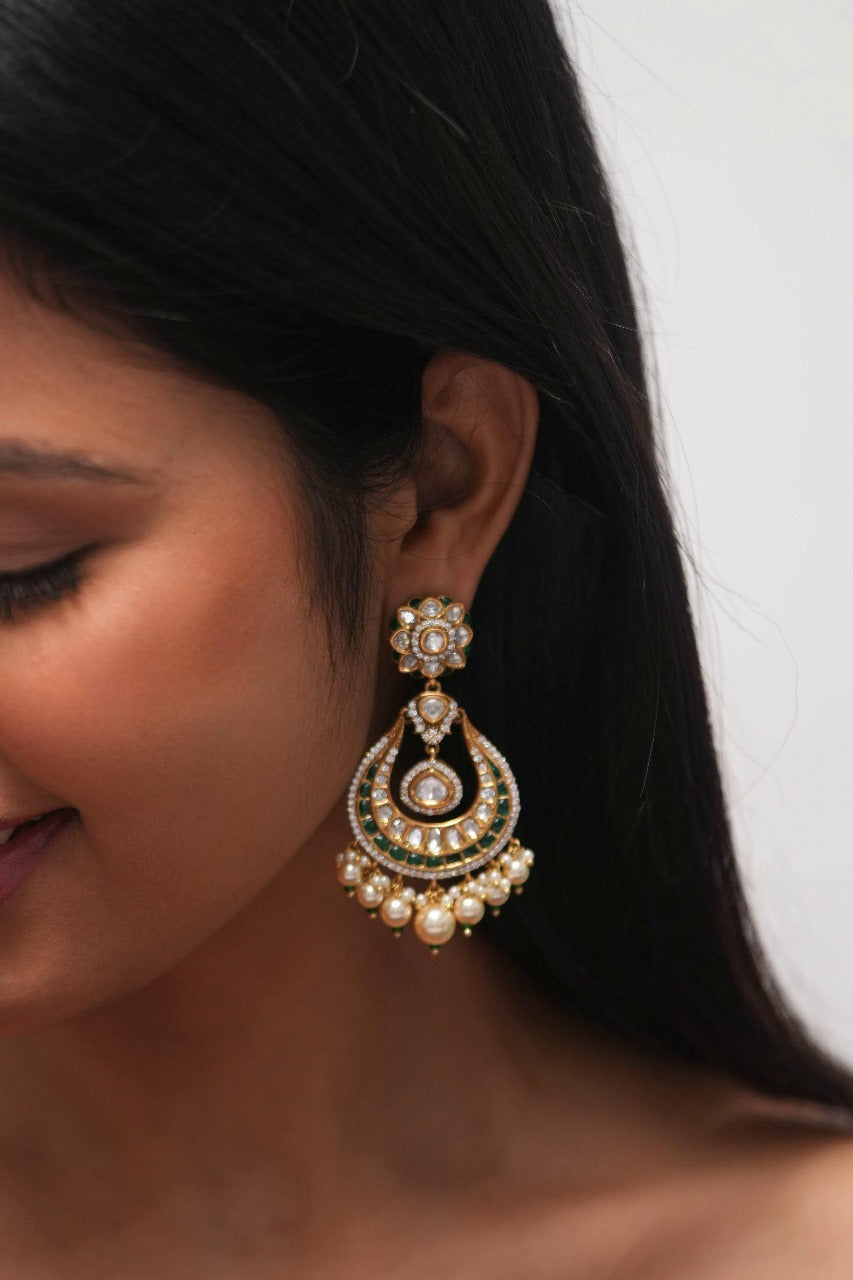 Apsara Polki Moissanite Light Weight Chandbalis