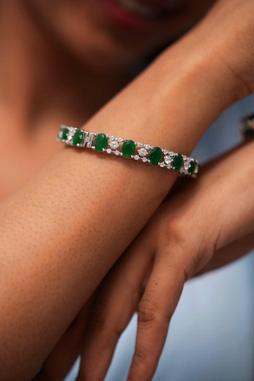 Aahana Diamond Bangles With Coloured Crystals