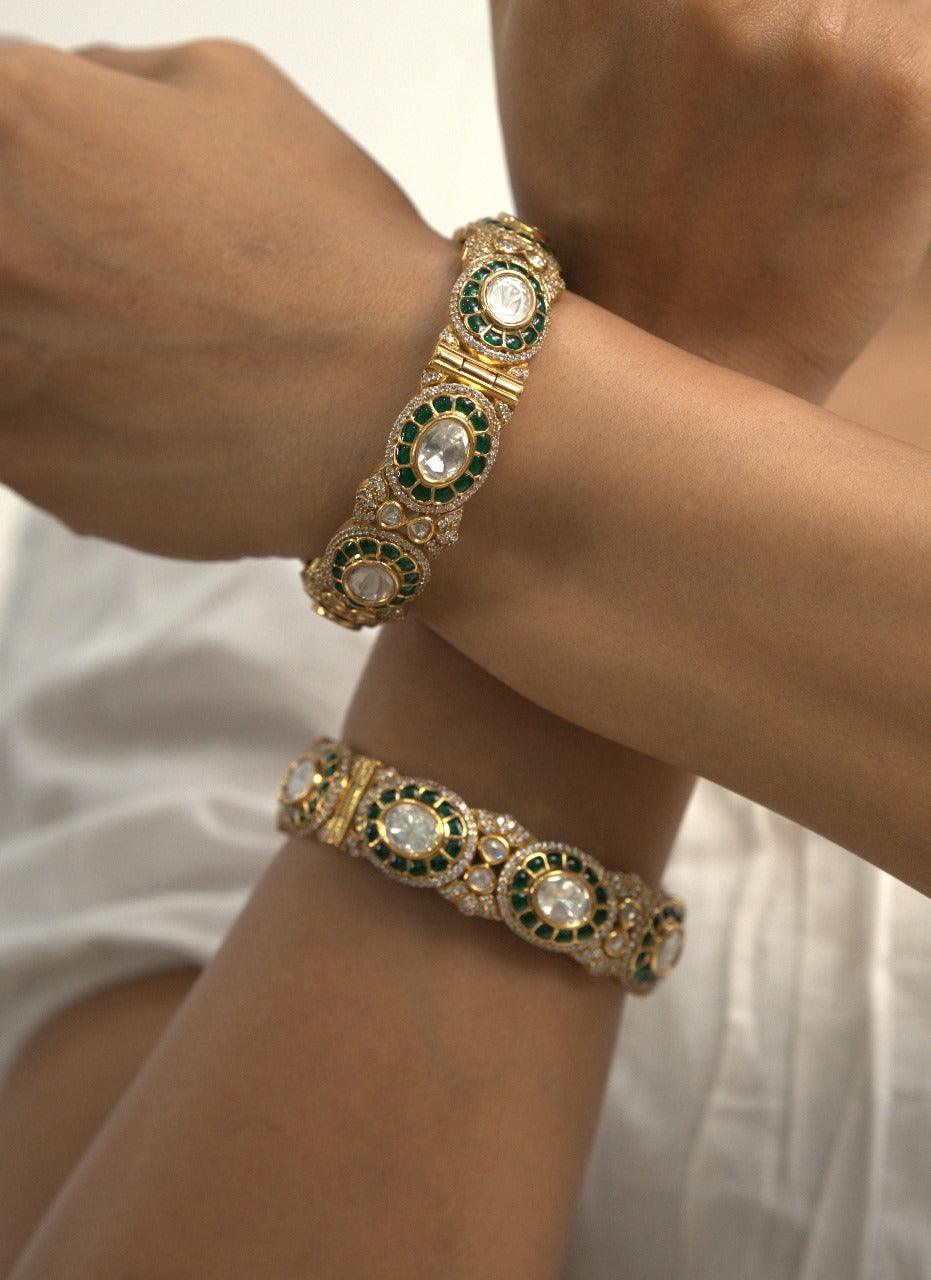 Draupadi Moissanite Polki Rich Mid-Thick Kada | Next To Real