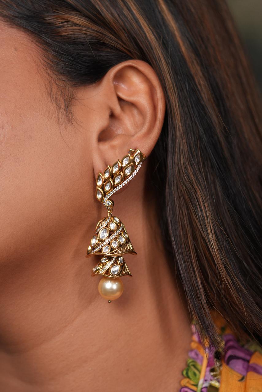 Durga 2 Layer Moissanite Cuff Jhumki