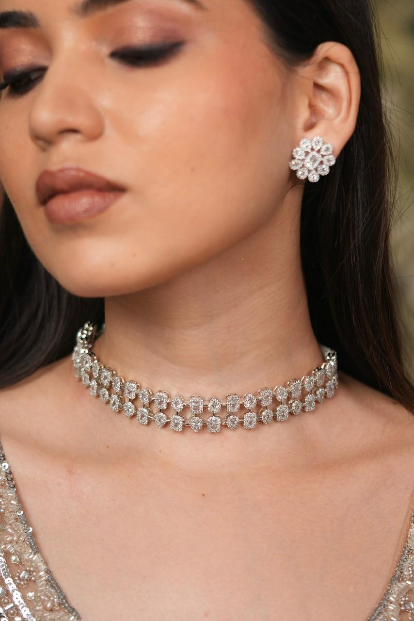 Salvator Multi Solitaire Diamond Choker Set