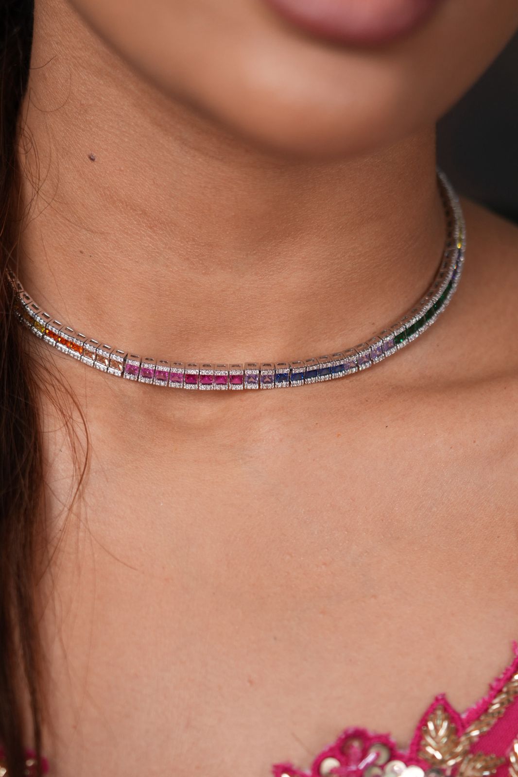 Rainbow Diamond MultiColoured Necklace