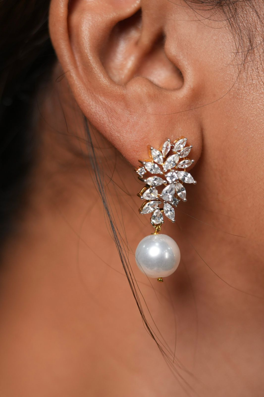 Amara Pearl Drop Classic Diamond Studs