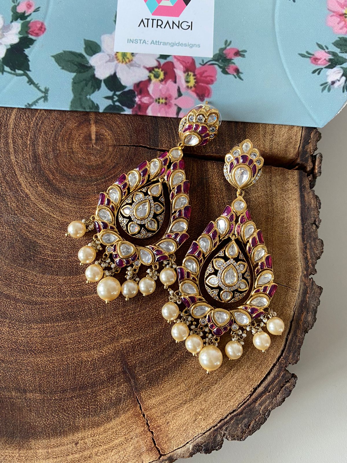 Savitri Polki Moissanite Statement Indian Earrings