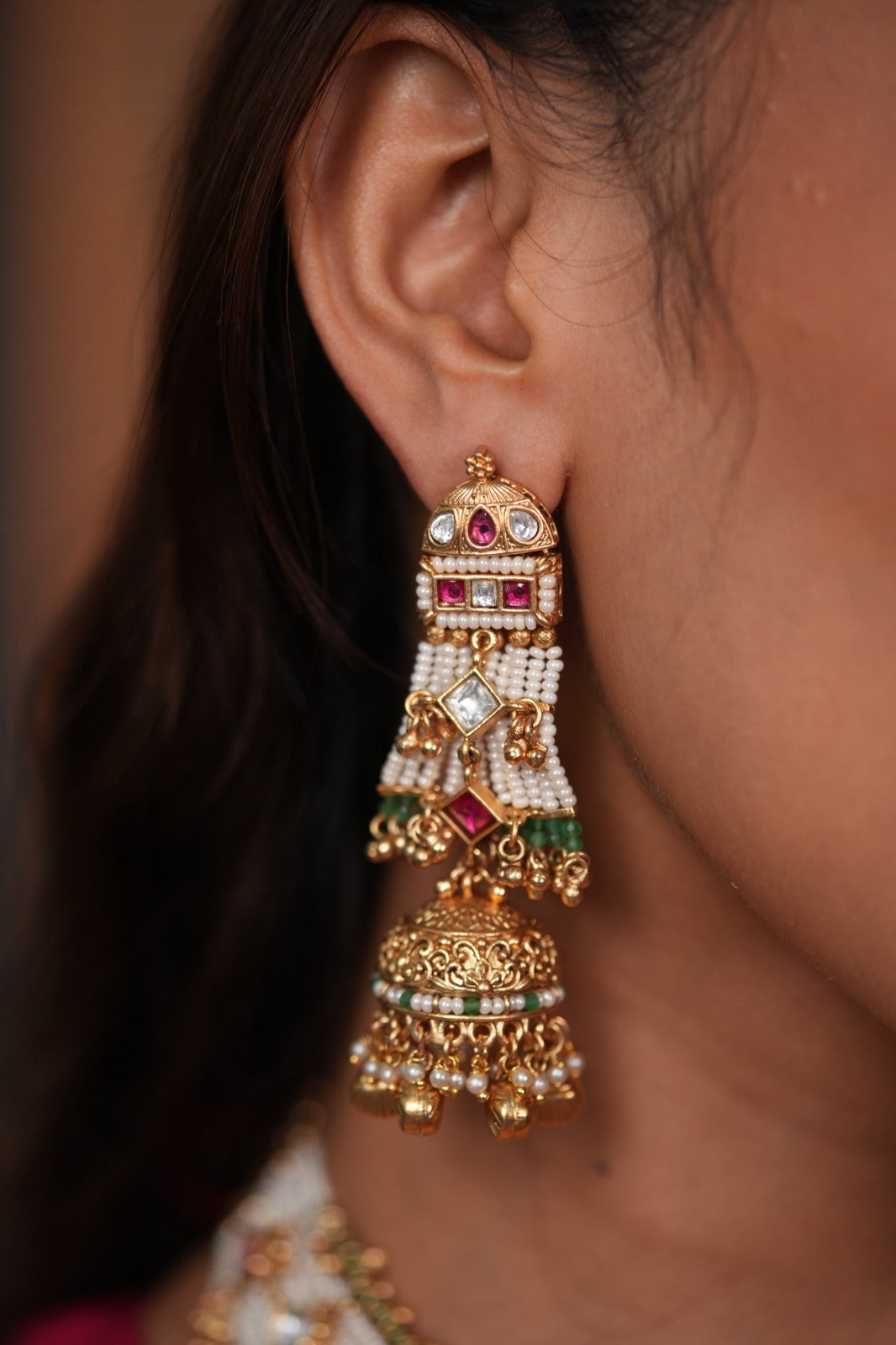 Urmila Traditional Polki Gold Jhumka | Sone Pe Suhaga