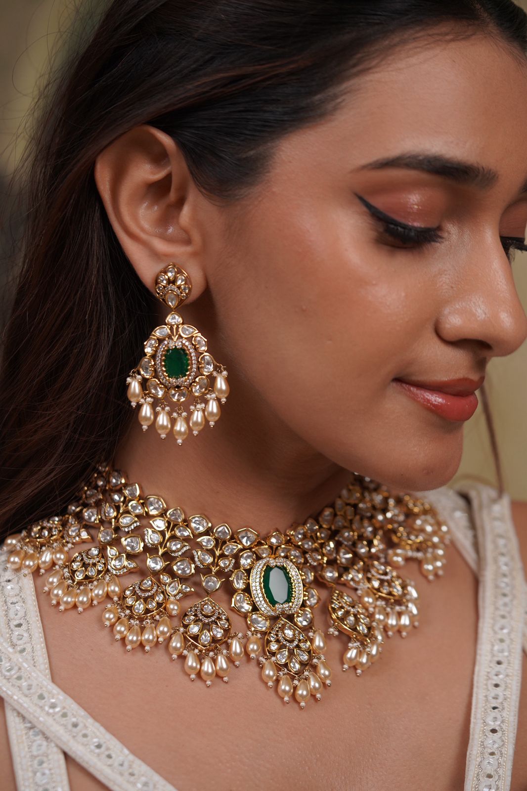 Pallavi Moissanite Polki Bridal Choker Set