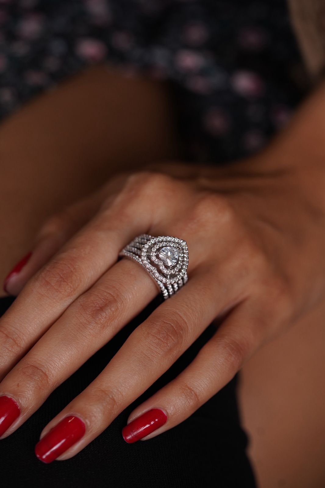 Queen of Hearts Diamond Cocktail Ring