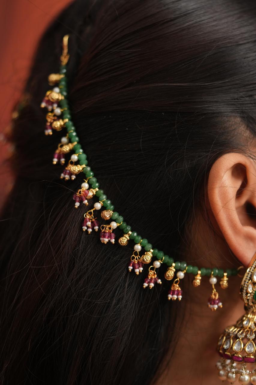 Godavari Pink Mint Gold Pearl Hairchain | Mattel