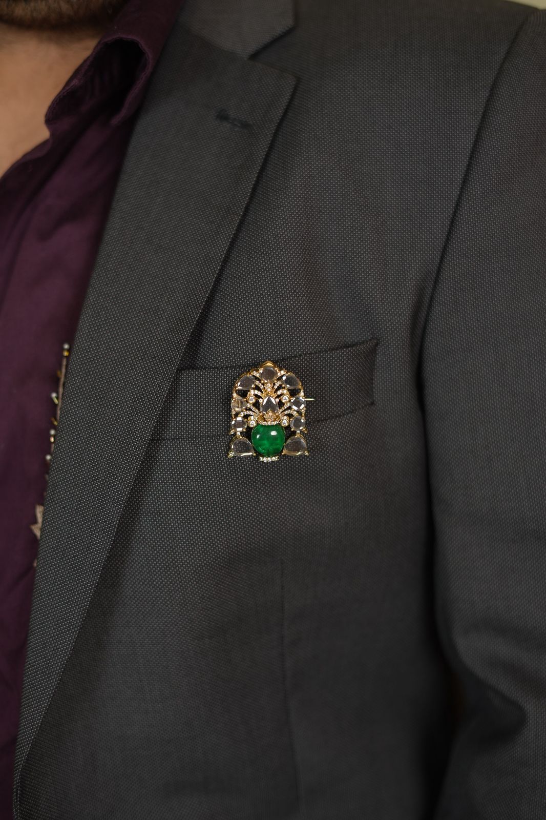 Gamla Rose cut diamond and emerald Brooch | Unisex