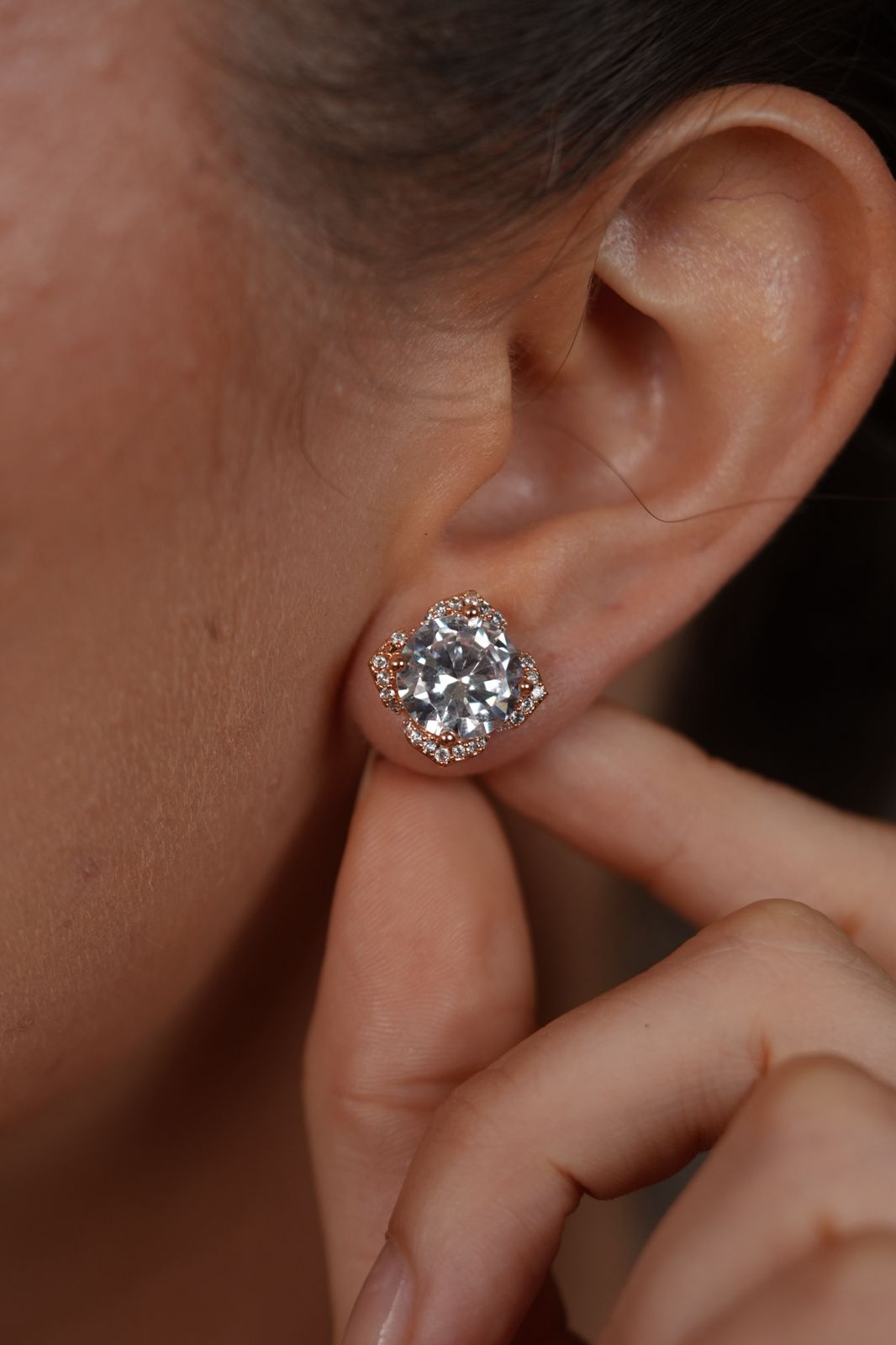 Petal Halo 4 Carat Diamond Solitaire Studs
