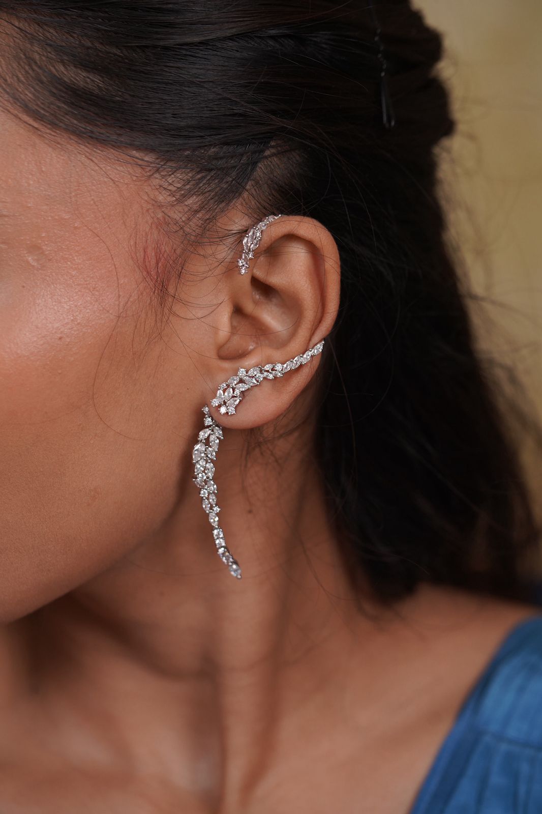 Fiery Flow Diamond EarCuff Delicate Earring