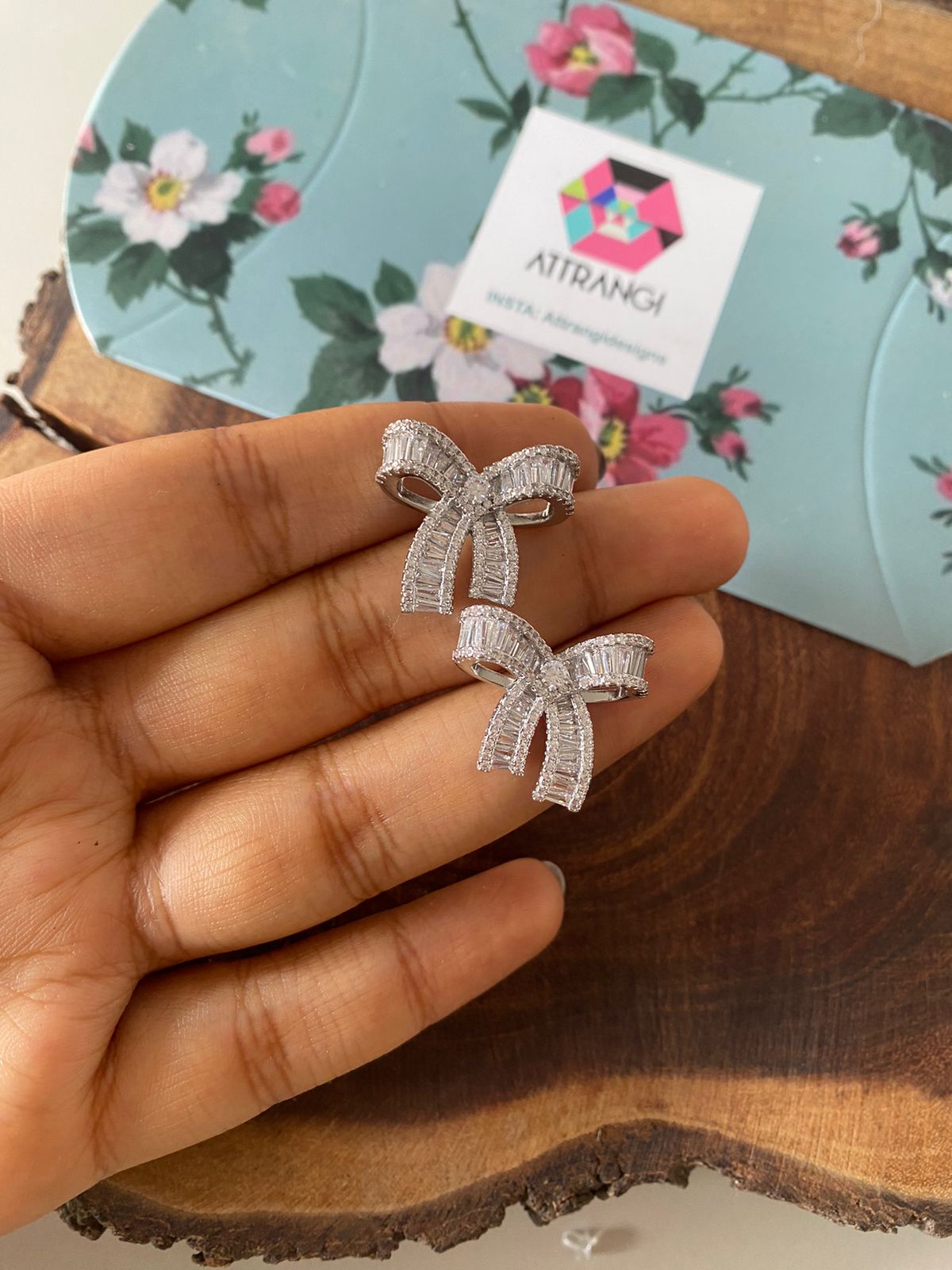 Princess Bow Baguette Diamond Daily Wear Earring