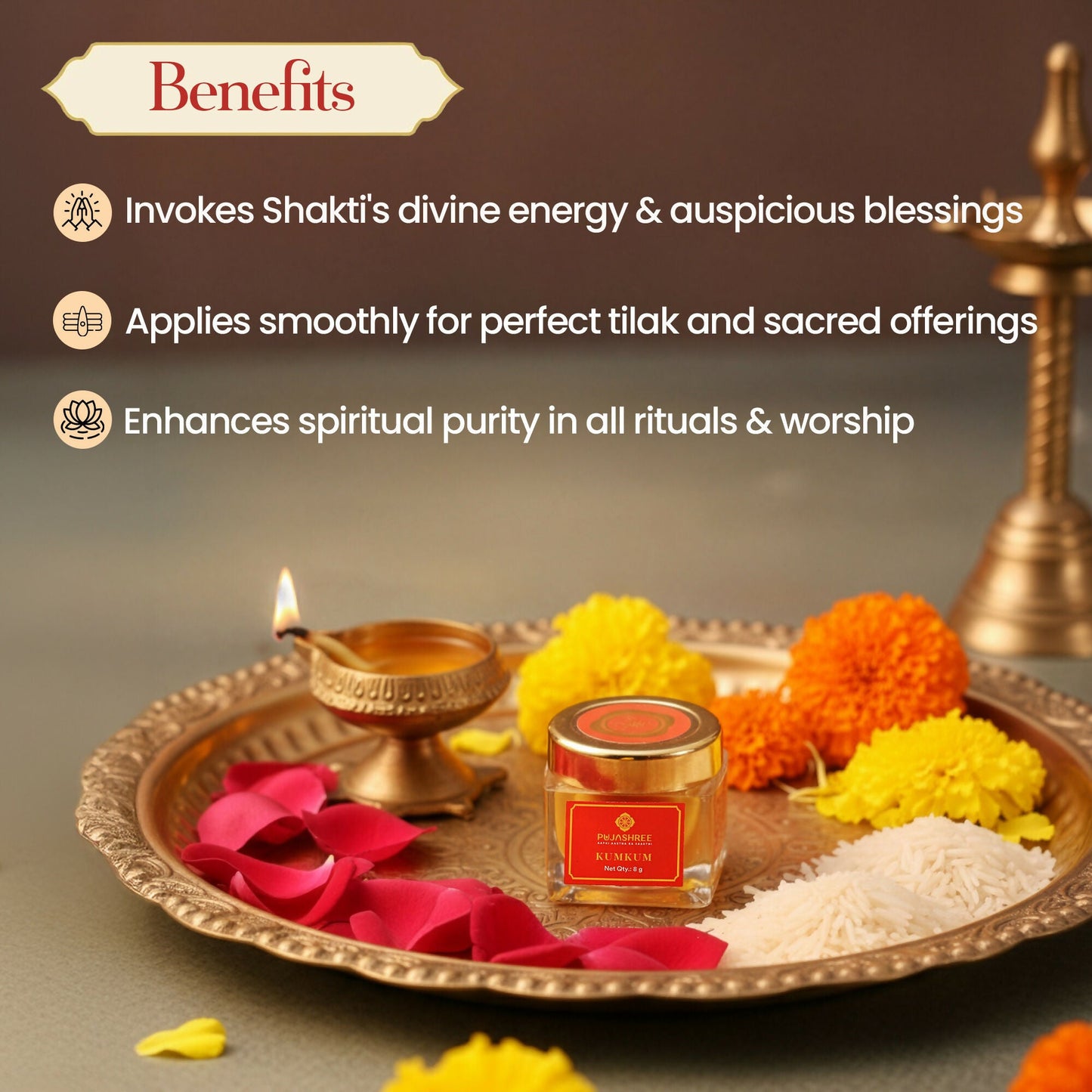 Pujashree KumKum Pure Religious Tilak Powder for Daily Puja & Festivals