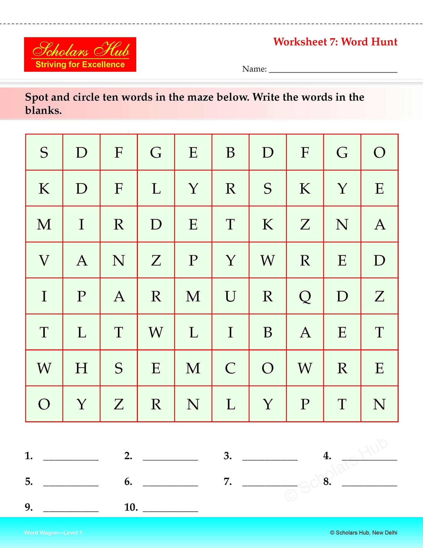 Step By Step Skills Word Wagon-1(Tearble Colourful Worksheets)
