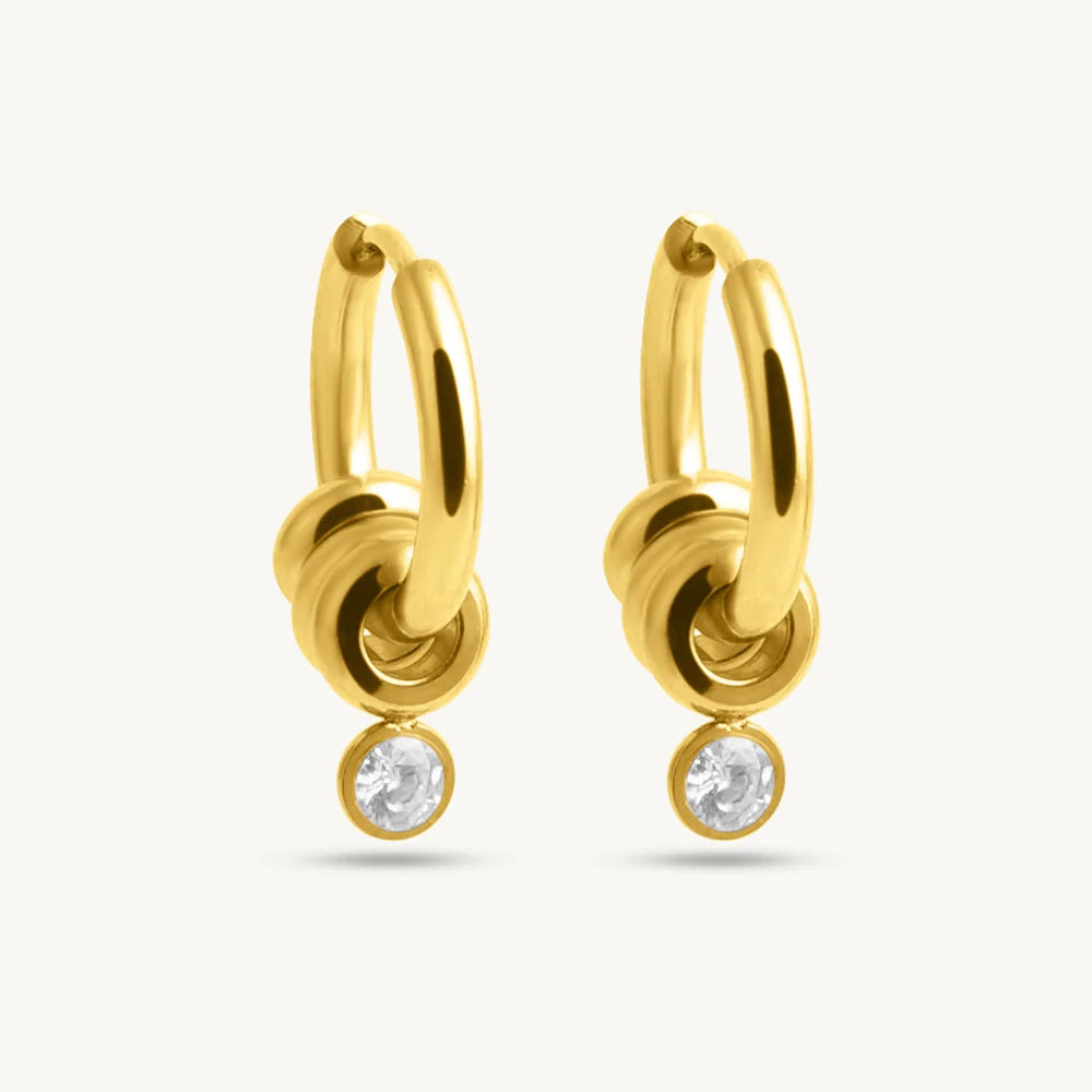 Mini Stone Accent Hoop Drop Earrings