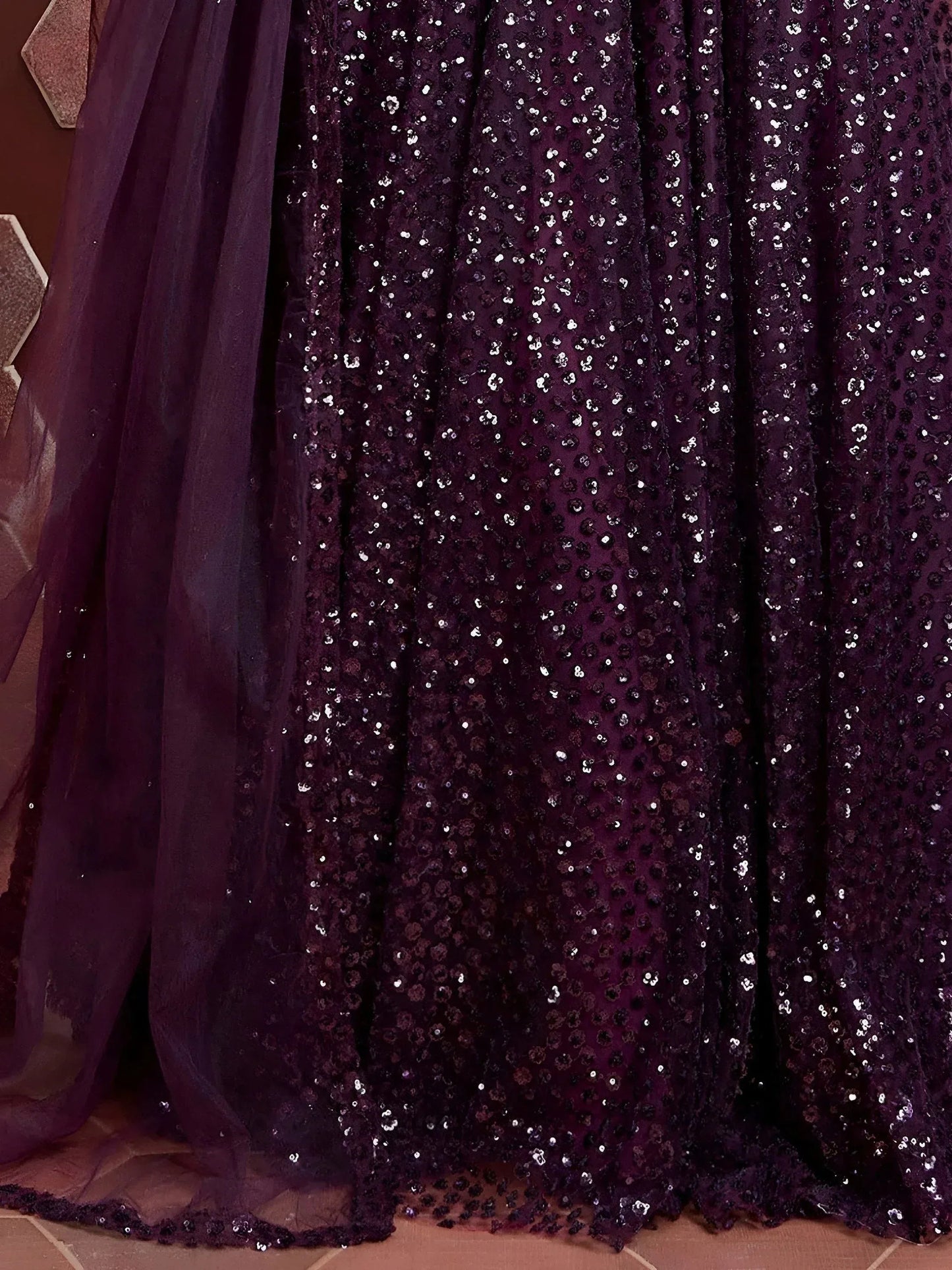 Tulsi Art Fabulous Purple Embroidery Net Party Wear Lehenga Choli