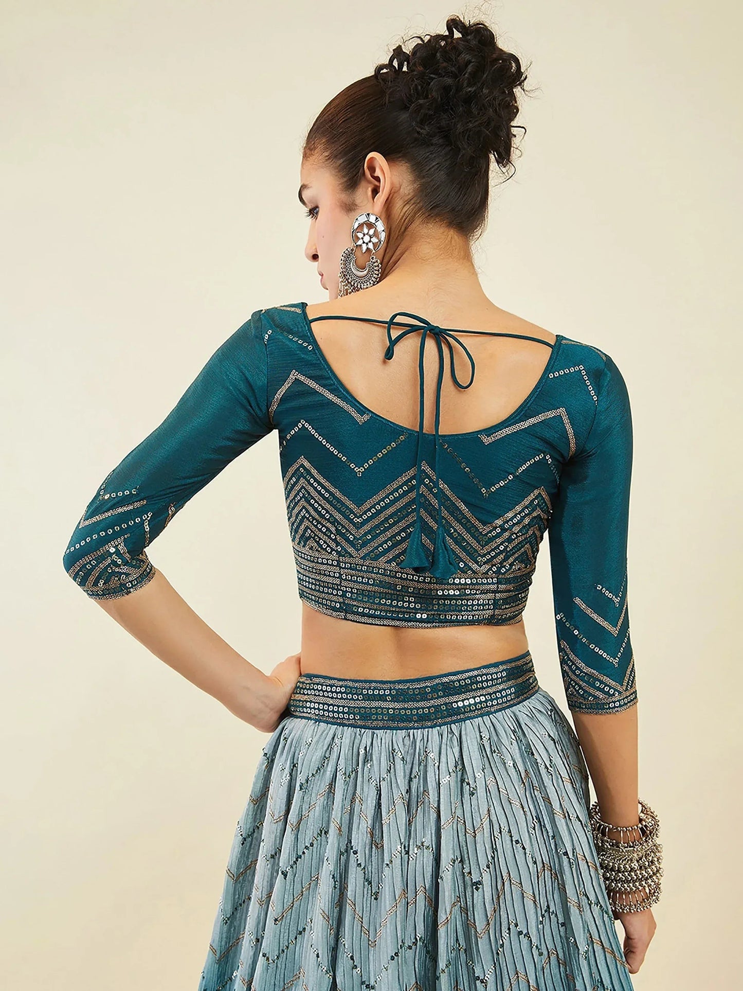 Tulsi Art Magnetic Blue Sequins Art Silk Wedding Wear Lehenga Choli