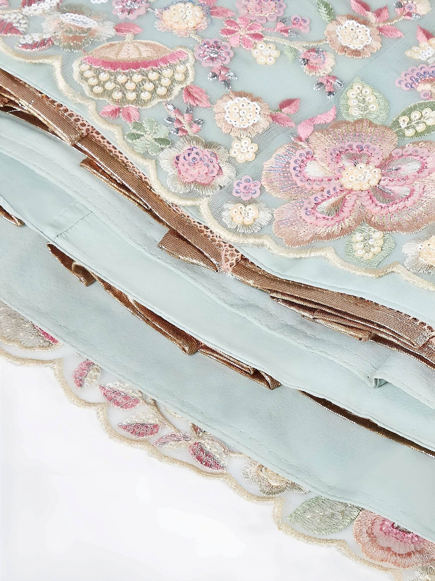 Tulsi Art Stunning Sky-Blue Sequins Net Engagement Wear Lehenga Choli With Dupatta
