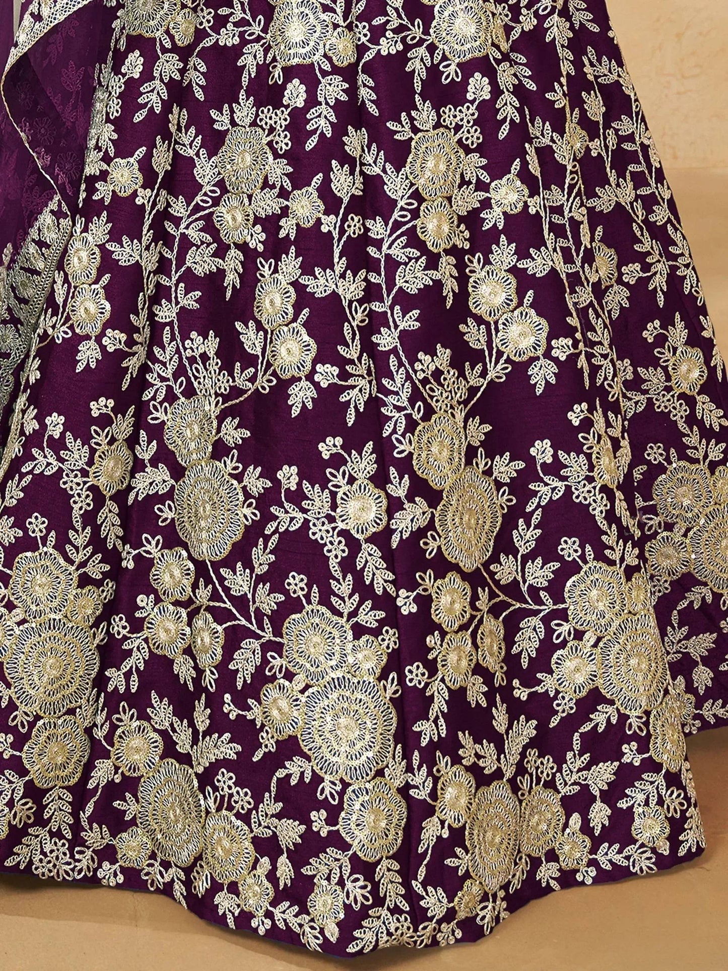 Tulsi Art Alluring Purple Silk Wedding Wear Lehenga Choli With Dupatta