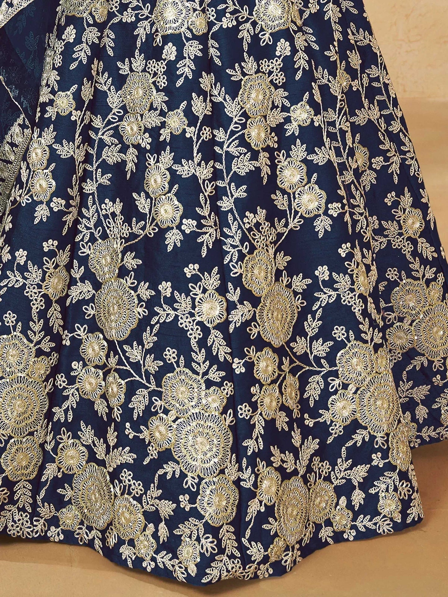Tulsi Art Attractive Blue Silk Embroidered Lehenga Choli With Dupatta