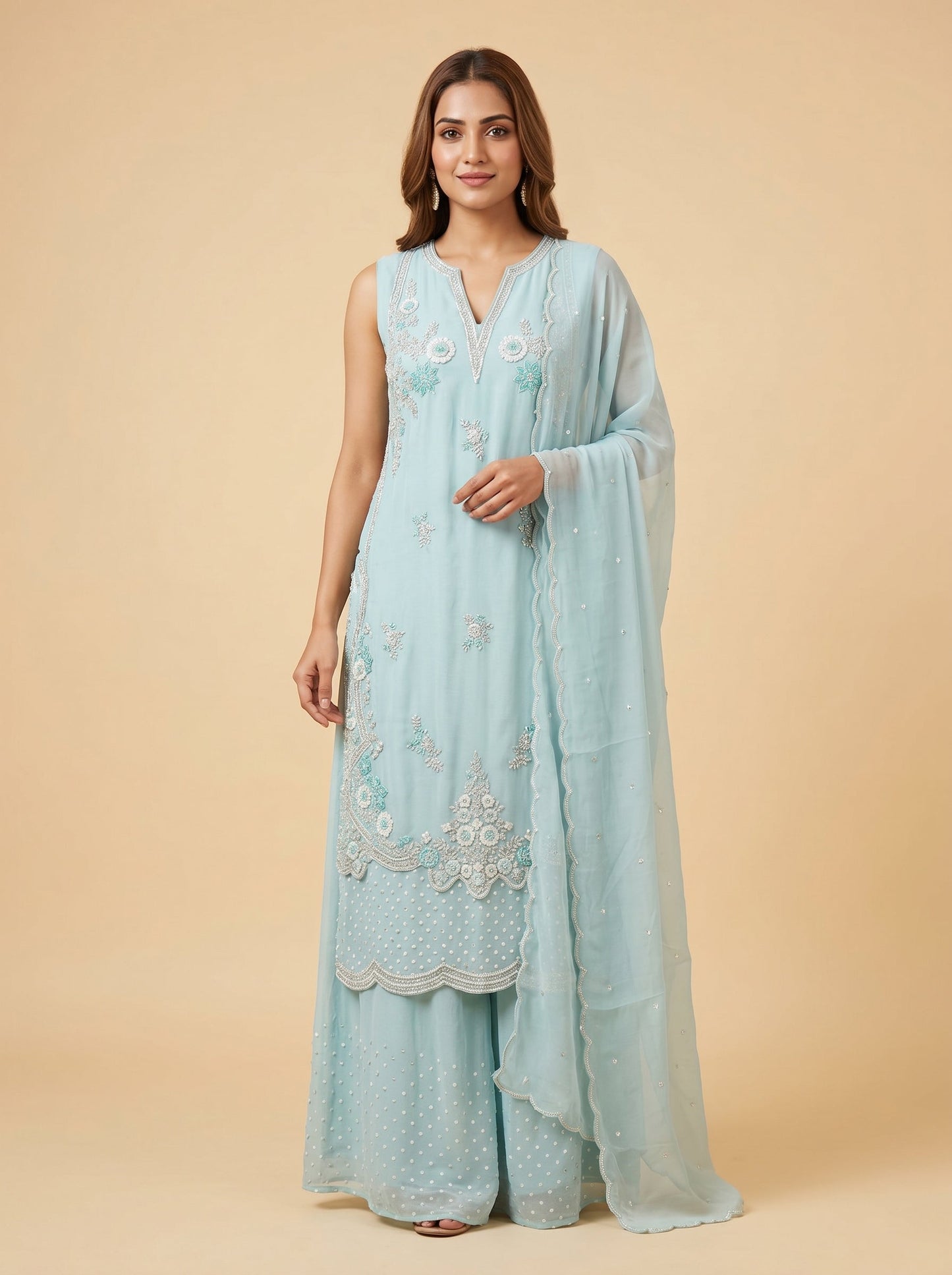 Azure Sky Blue Palazzo Set