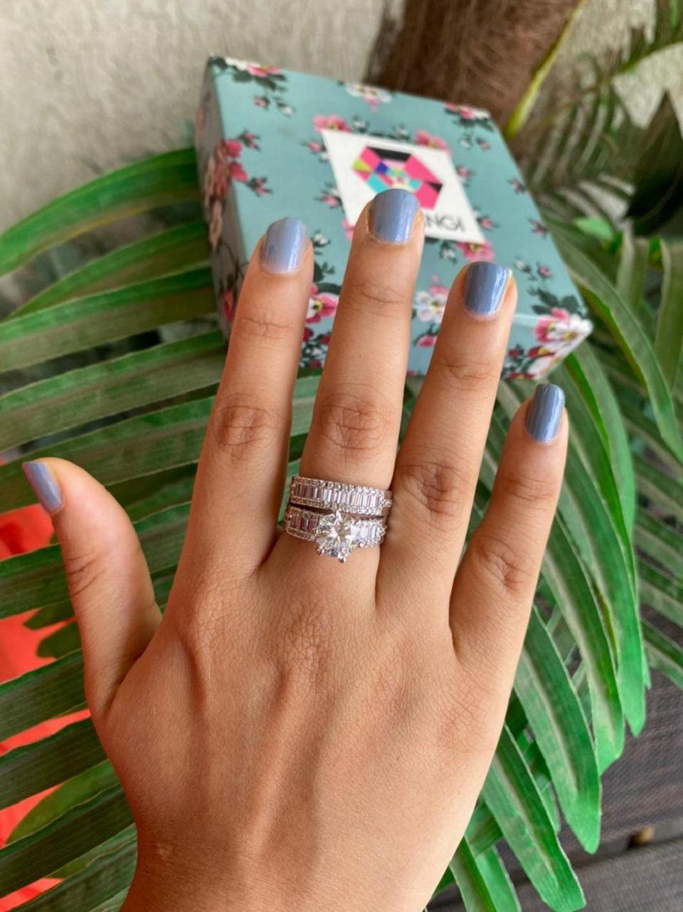 Baguette Solitaire Ring With Band
