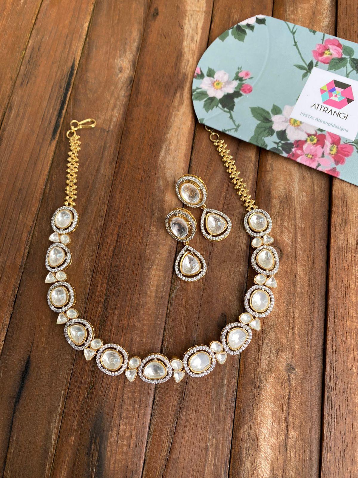 Basic Uncut Diamond Polki Necklace Set