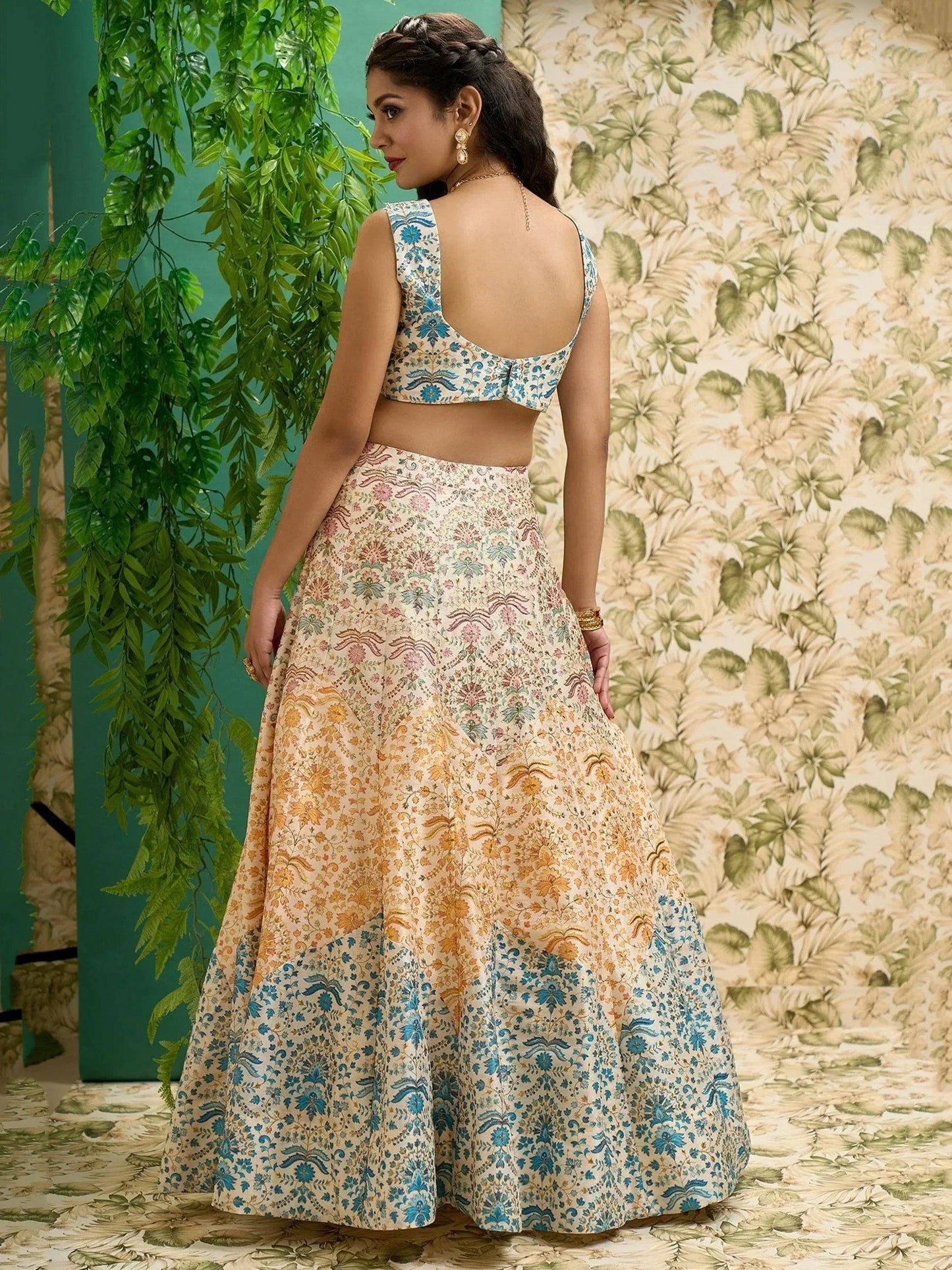 Tulsi Art Beautiful Multicolor Digital Printed Art Silk Event Wear Lehenga Choli