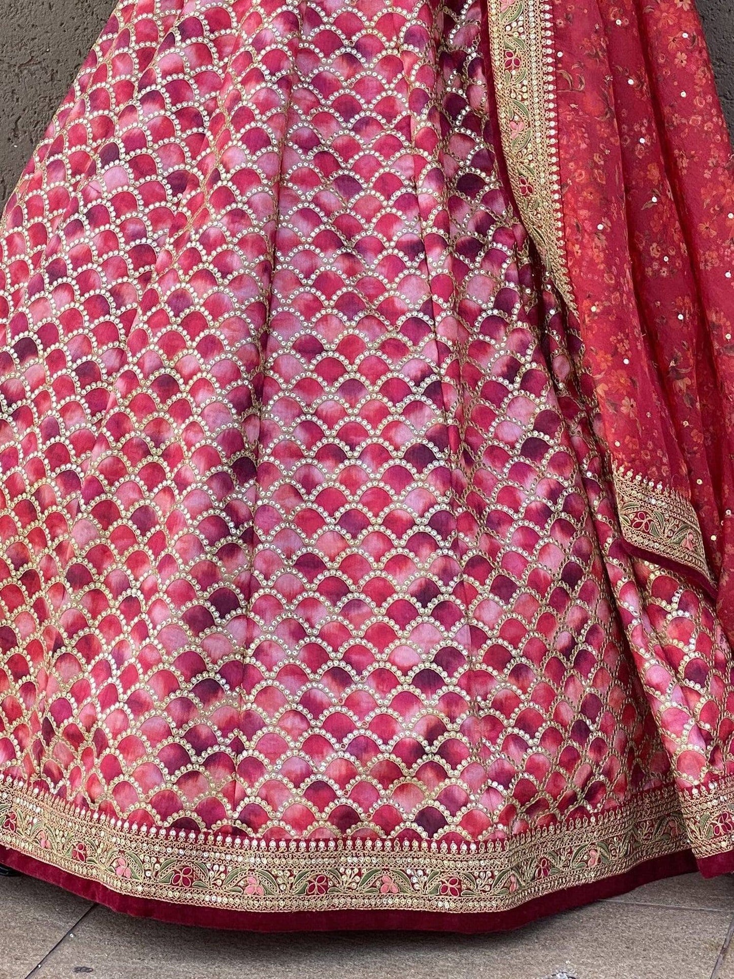 Tulsi Art Beautiful Pink Sequins Art Silk Engagement Wear Lehenga Choli