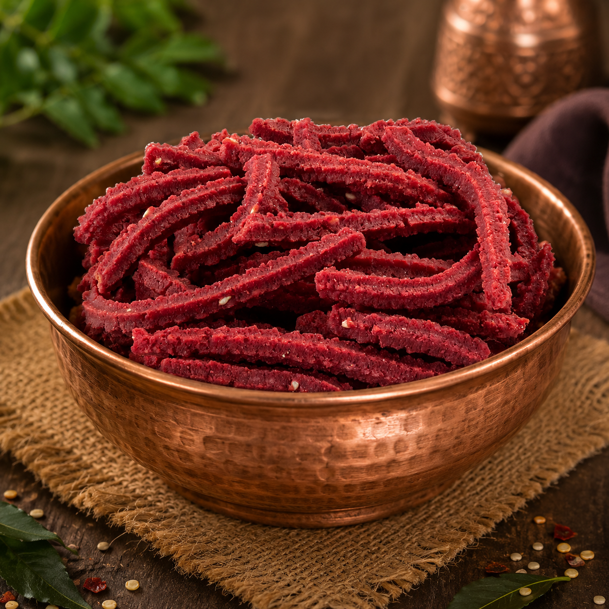Tenali Ruchulu Beetroot Murukullu (Beetroot Chekkaralu)